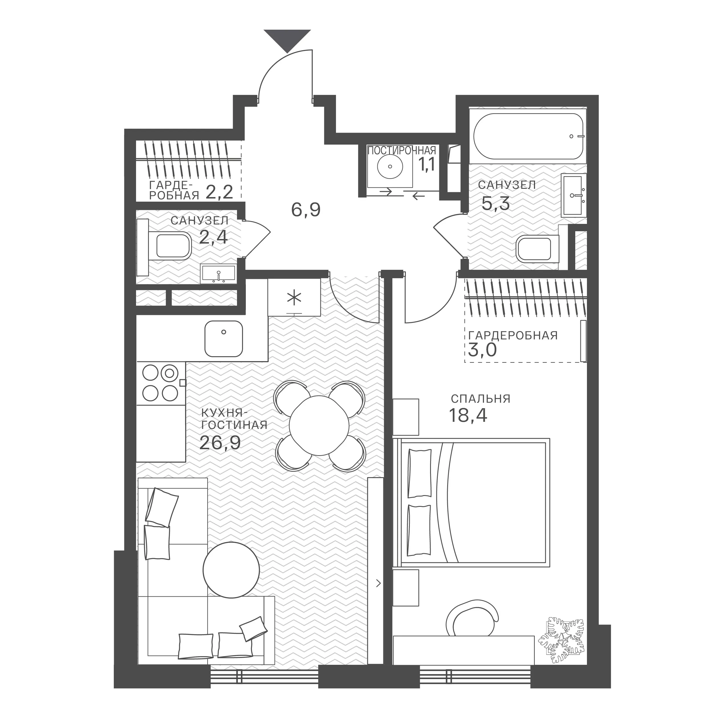 Официальная схема Крылатская 33, 66,2 м²