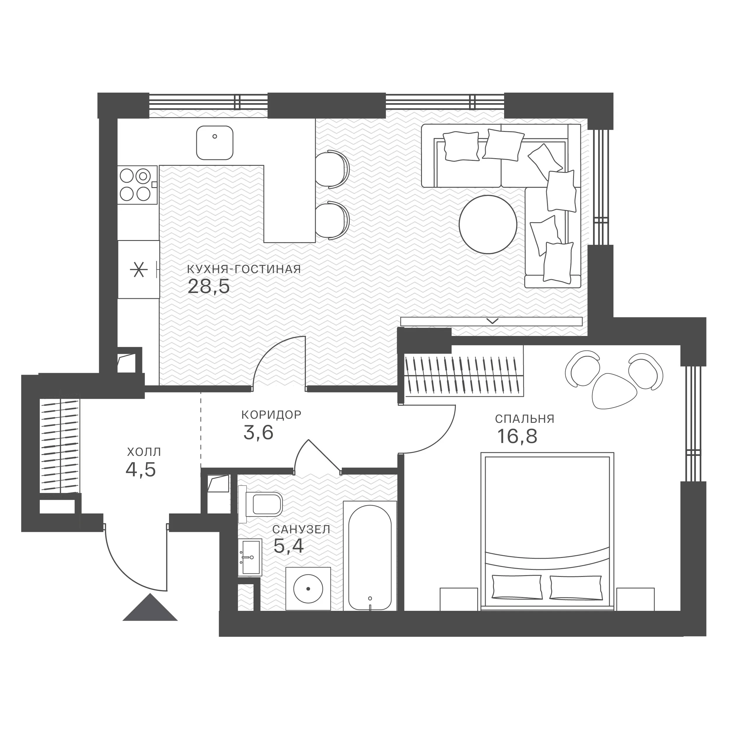Официальная схема Крылатская 33, 58,8 м²
