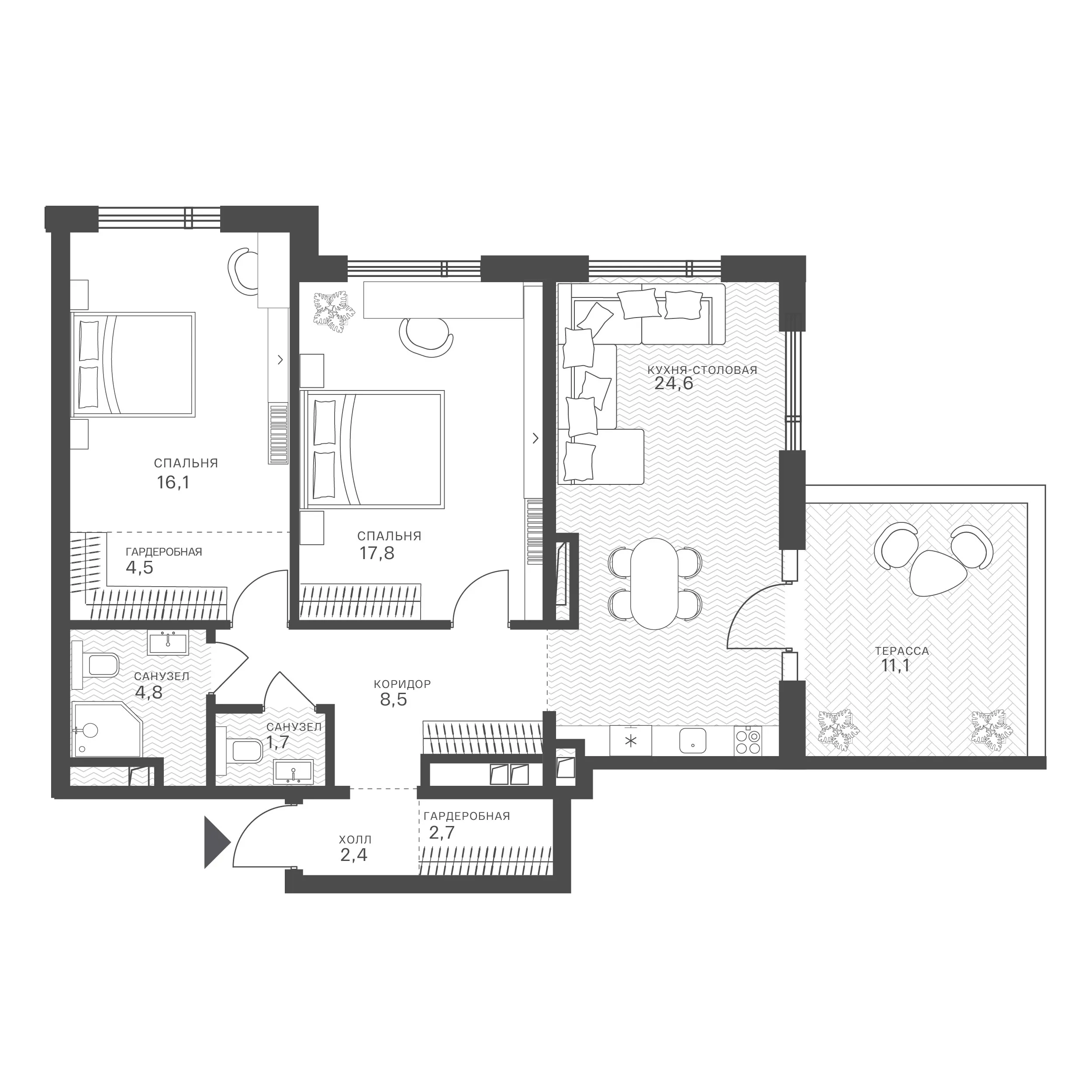 Официальная схема Крылатская 33, 78,63 м²