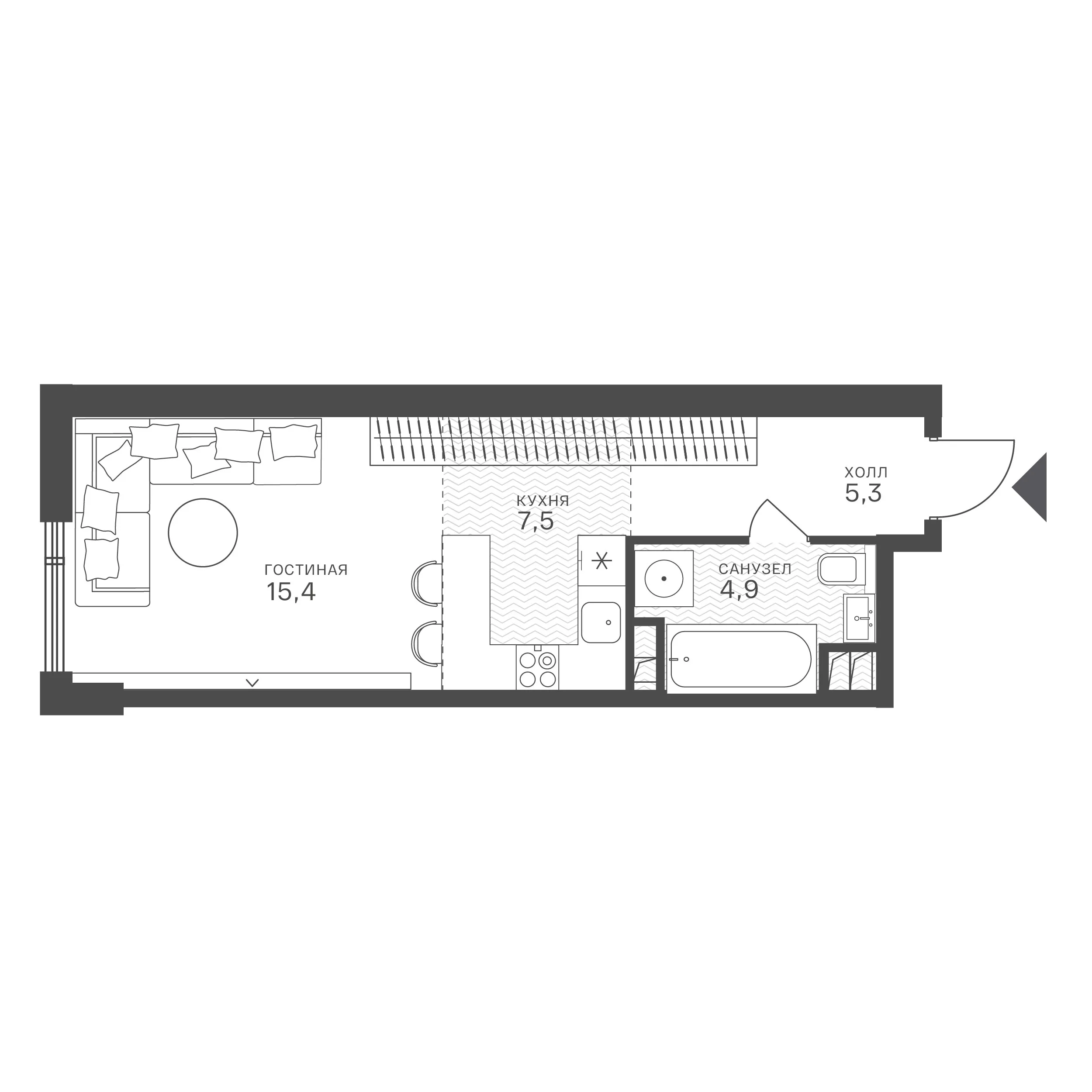 Официальная схема Крылатская 33, 33,1 м²