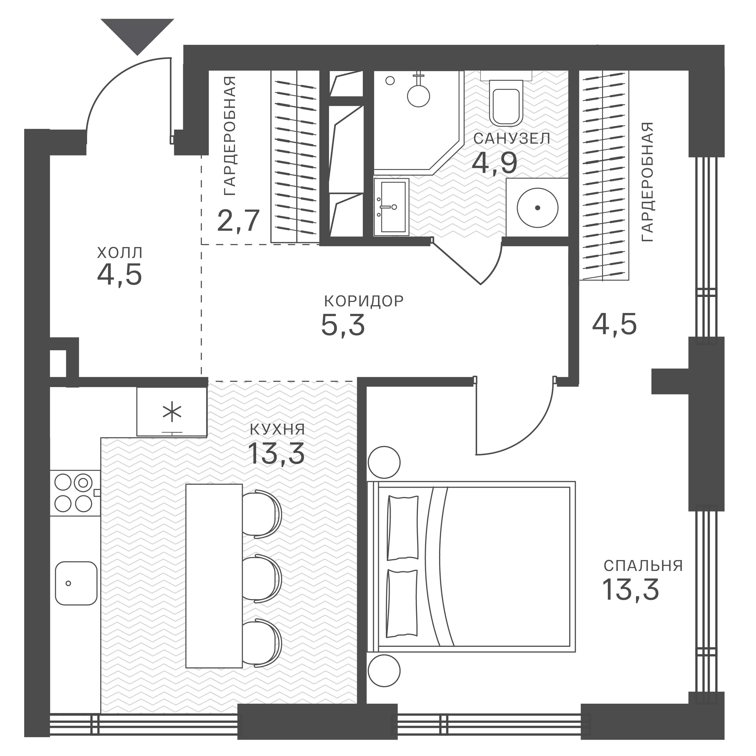 Официальная схема Крылатская 33, 48,5 м²