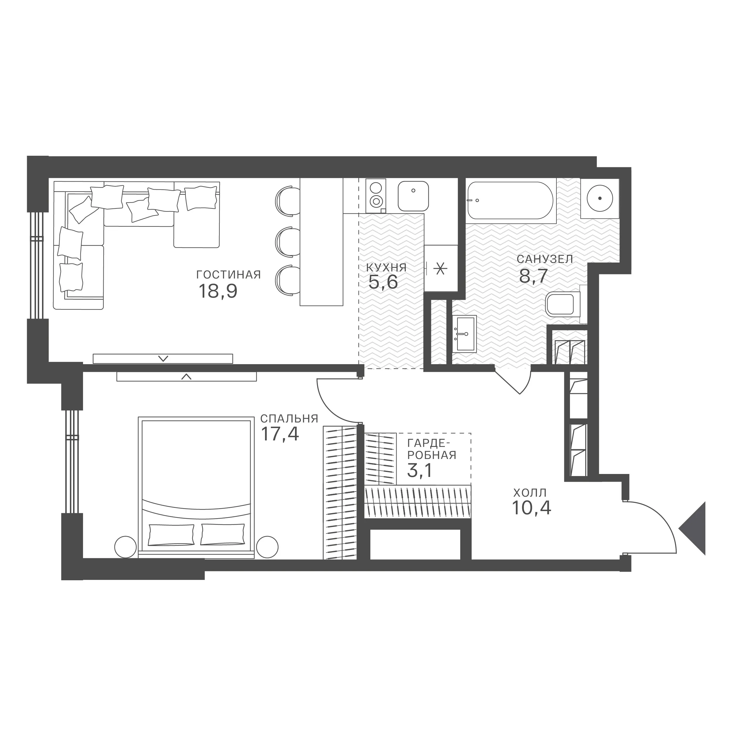 Официальная схема Крылатская 33, 64,1 м²