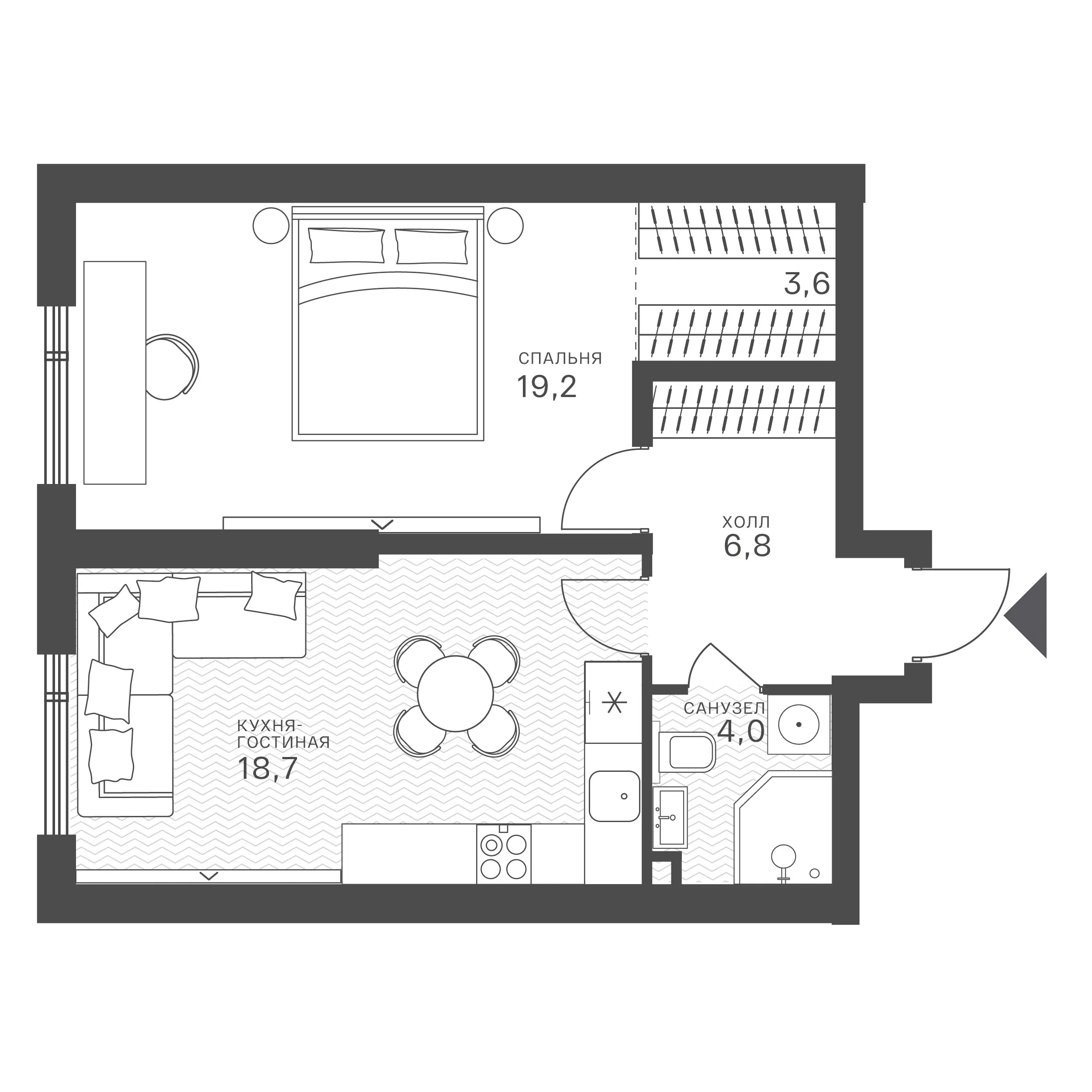 Официальная схема Крылатская 33, 52,3 м²