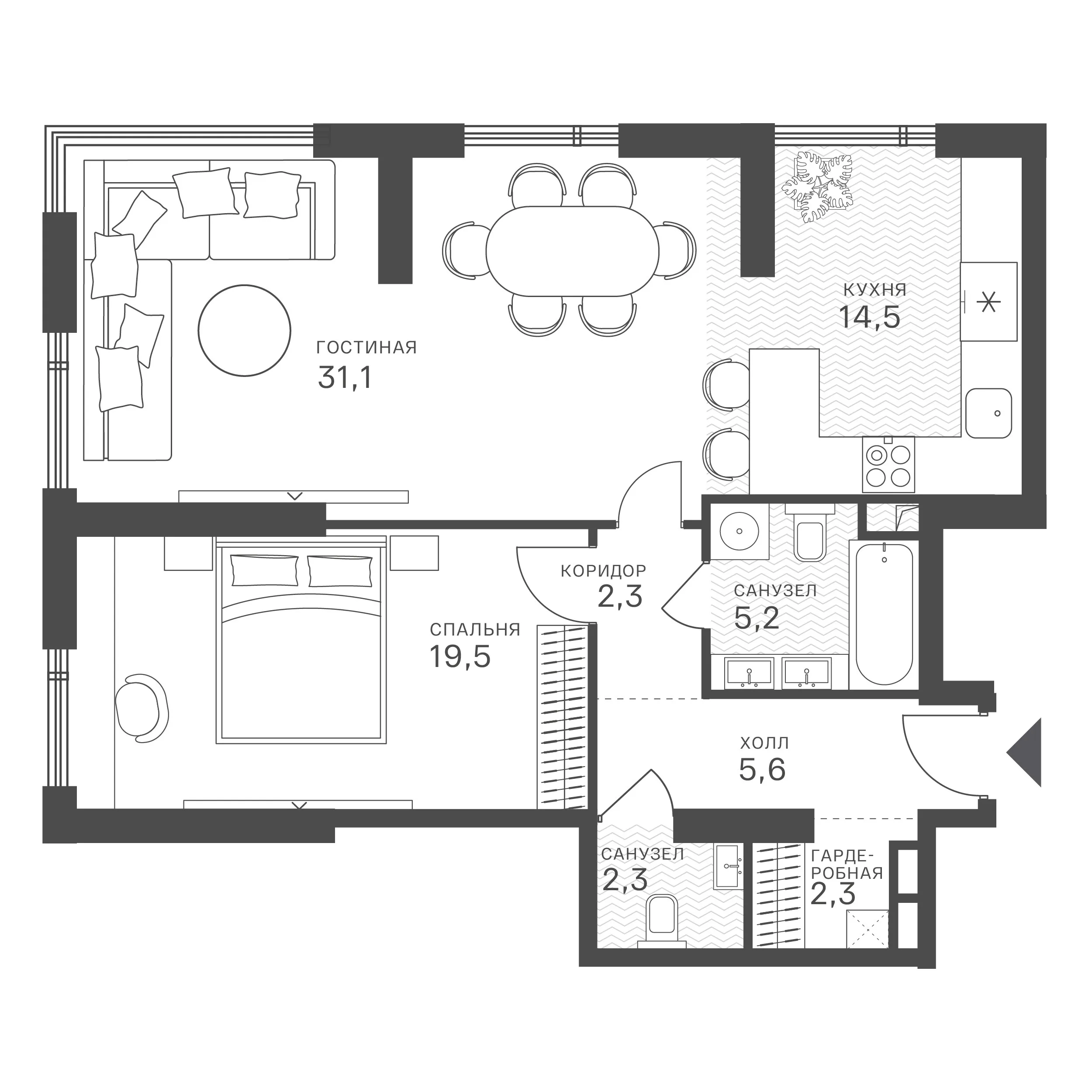 Официальная схема Крылатская 33, 82,8 м²