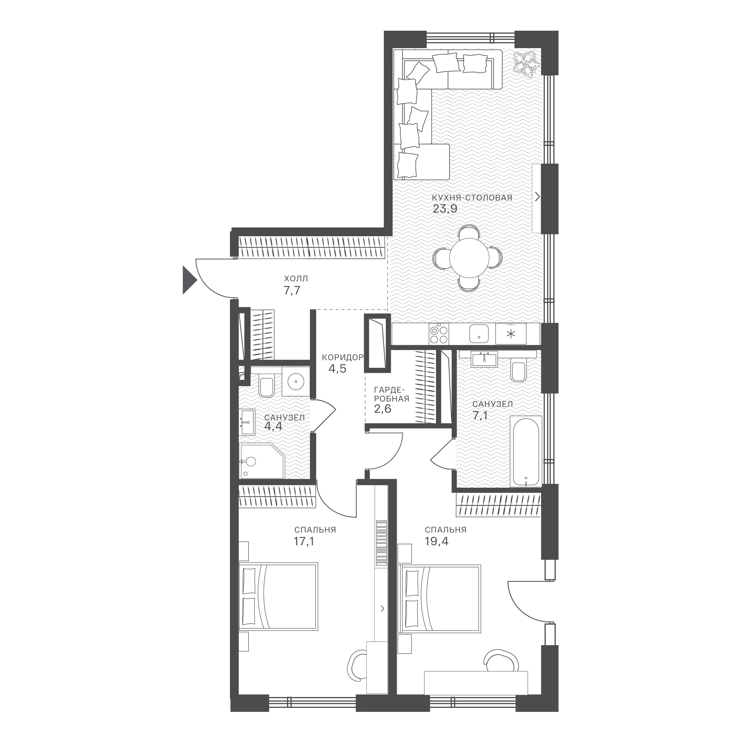 Официальная схема Крылатская 33, 86,7 м²