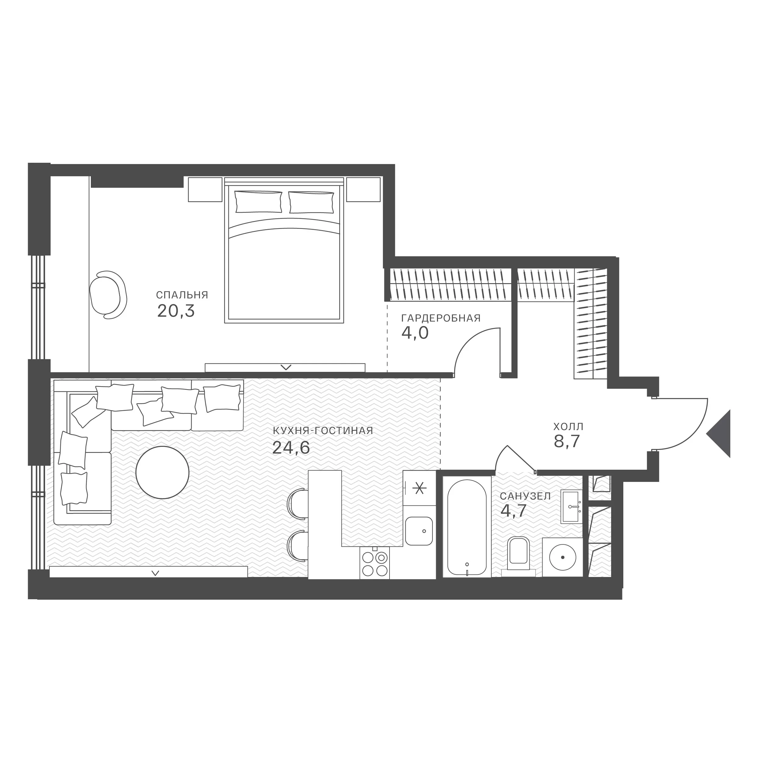 Официальная схема Крылатская 33, 62,3 м²