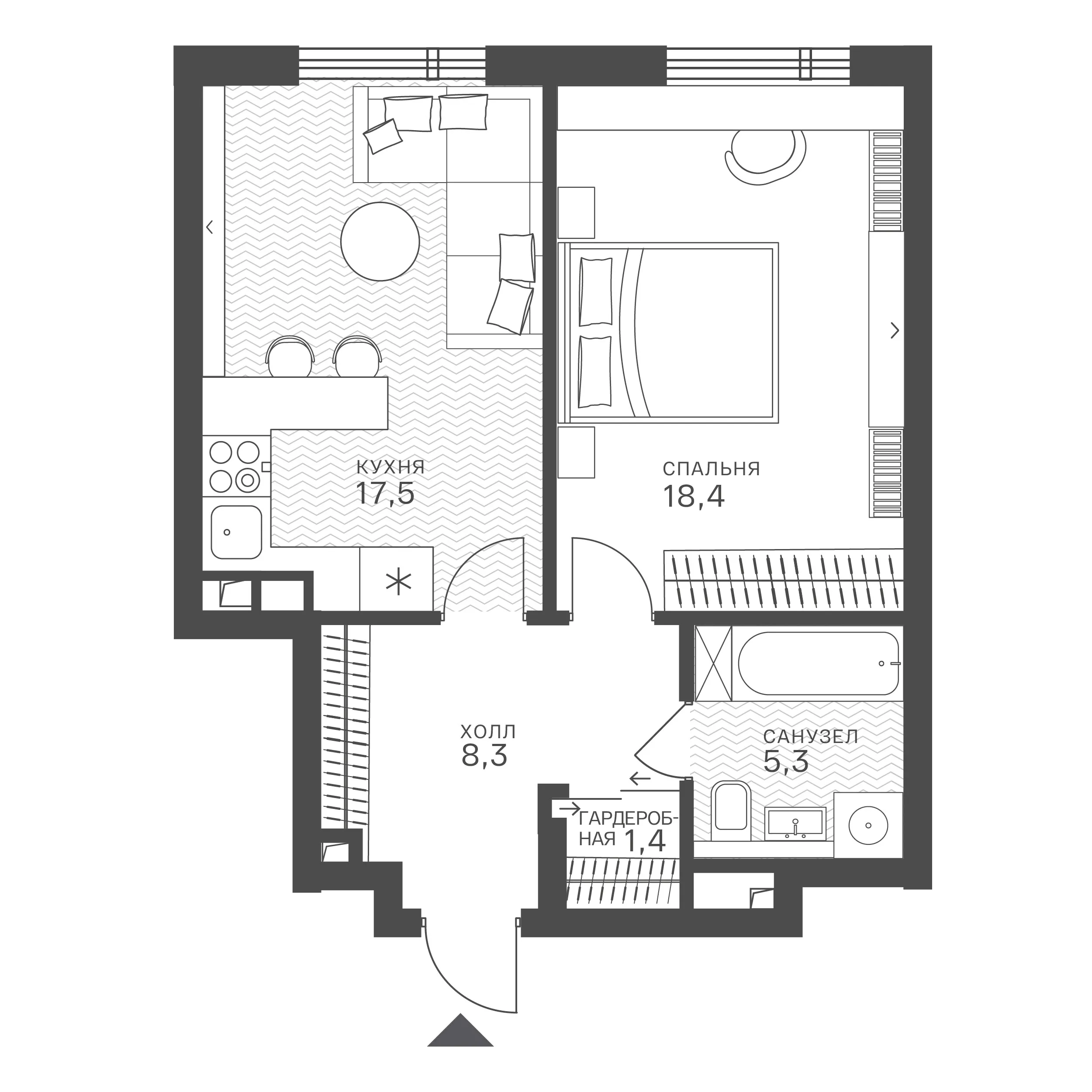 Официальная схема Крылатская 33, 50,9 м²