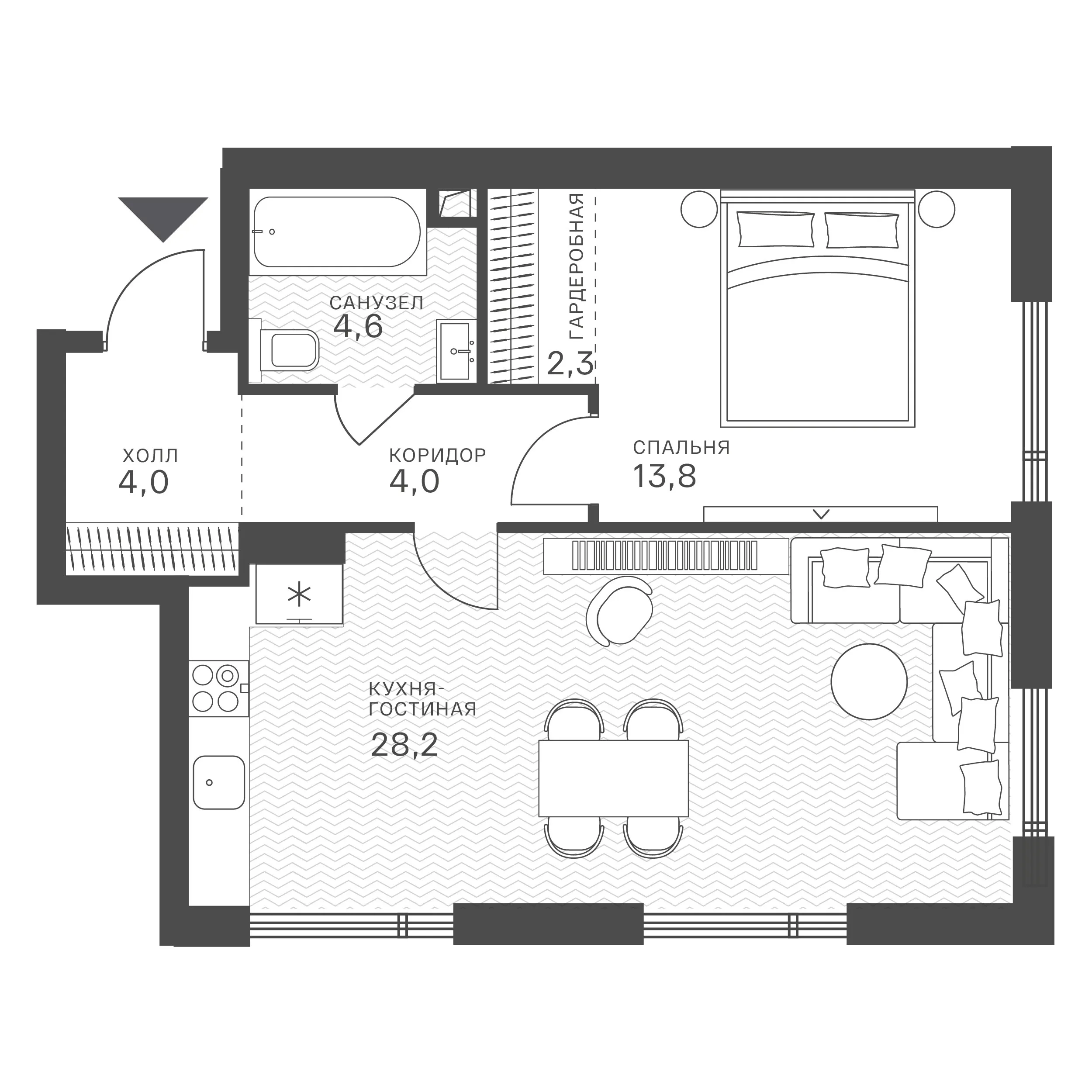 Официальная схема Крылатская 33, 56,9 м²