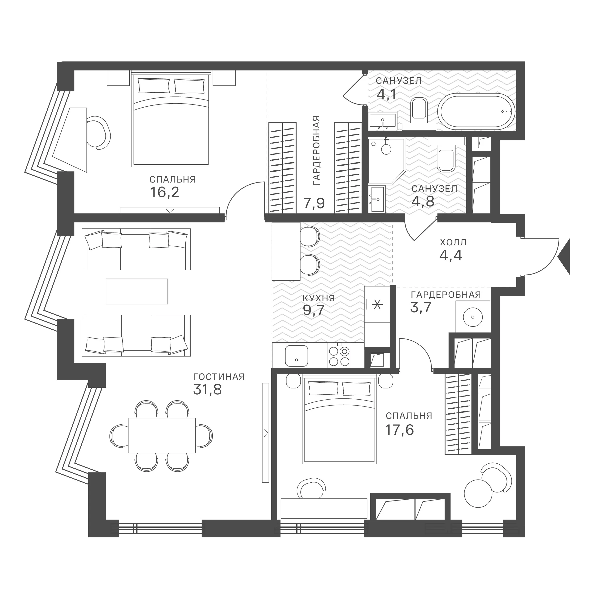 Официальная схема Крылатская 33, 100,2 м²