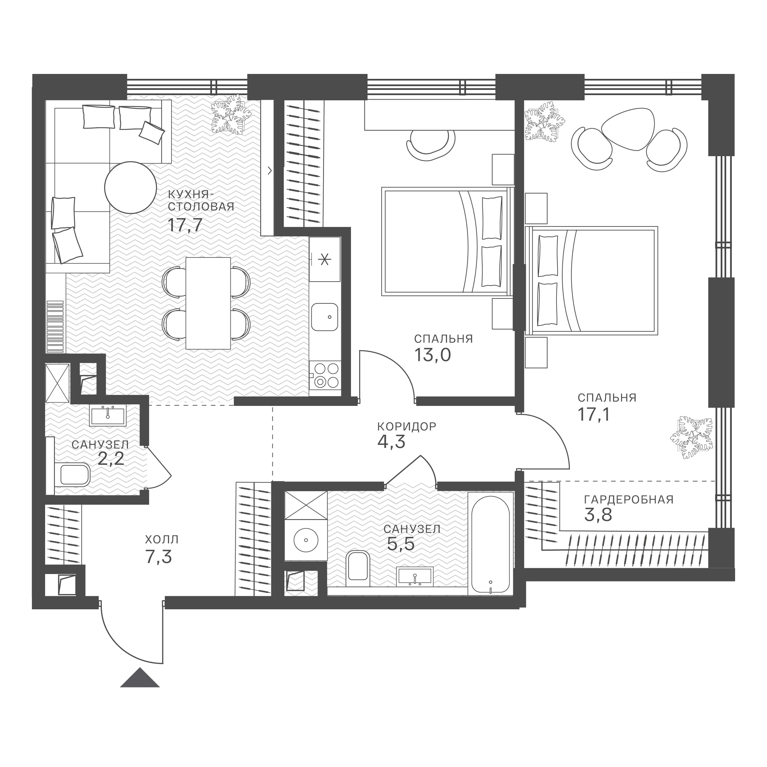 Официальная схема Крылатская 33, 70,9 м²