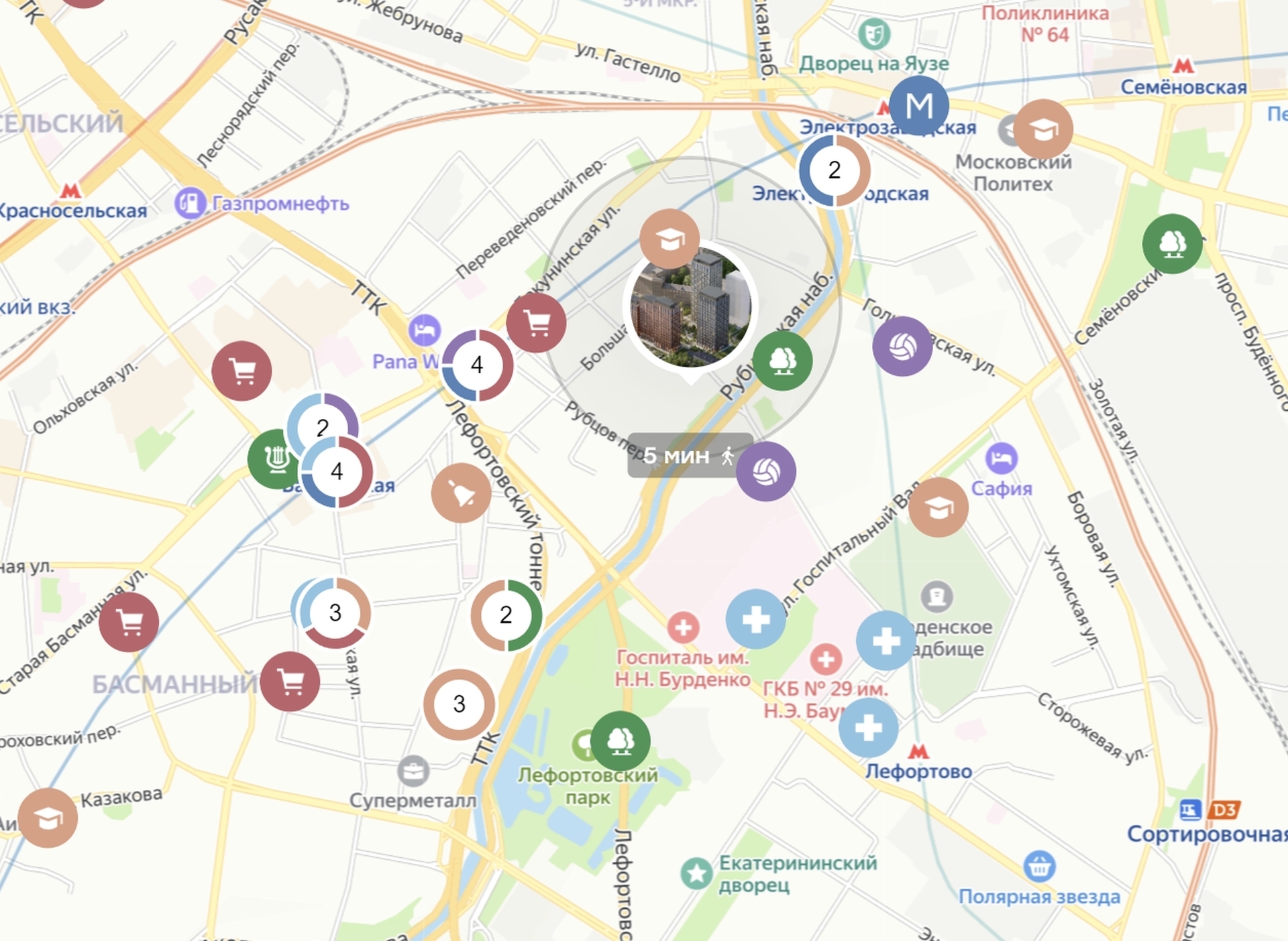 Левел Бауманская на карте Москвы