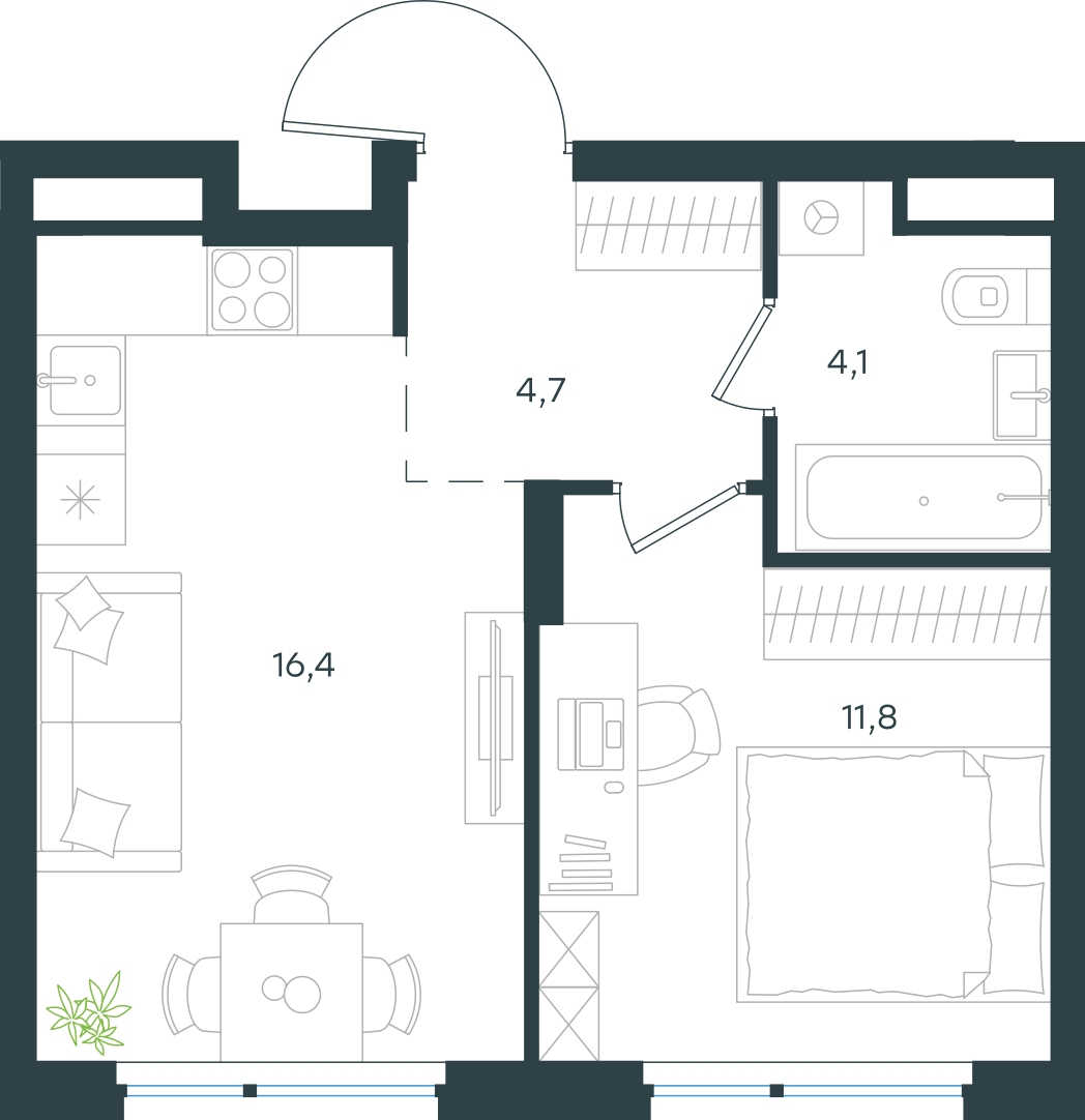 Официальная схема Левел Лесной, 37 м²