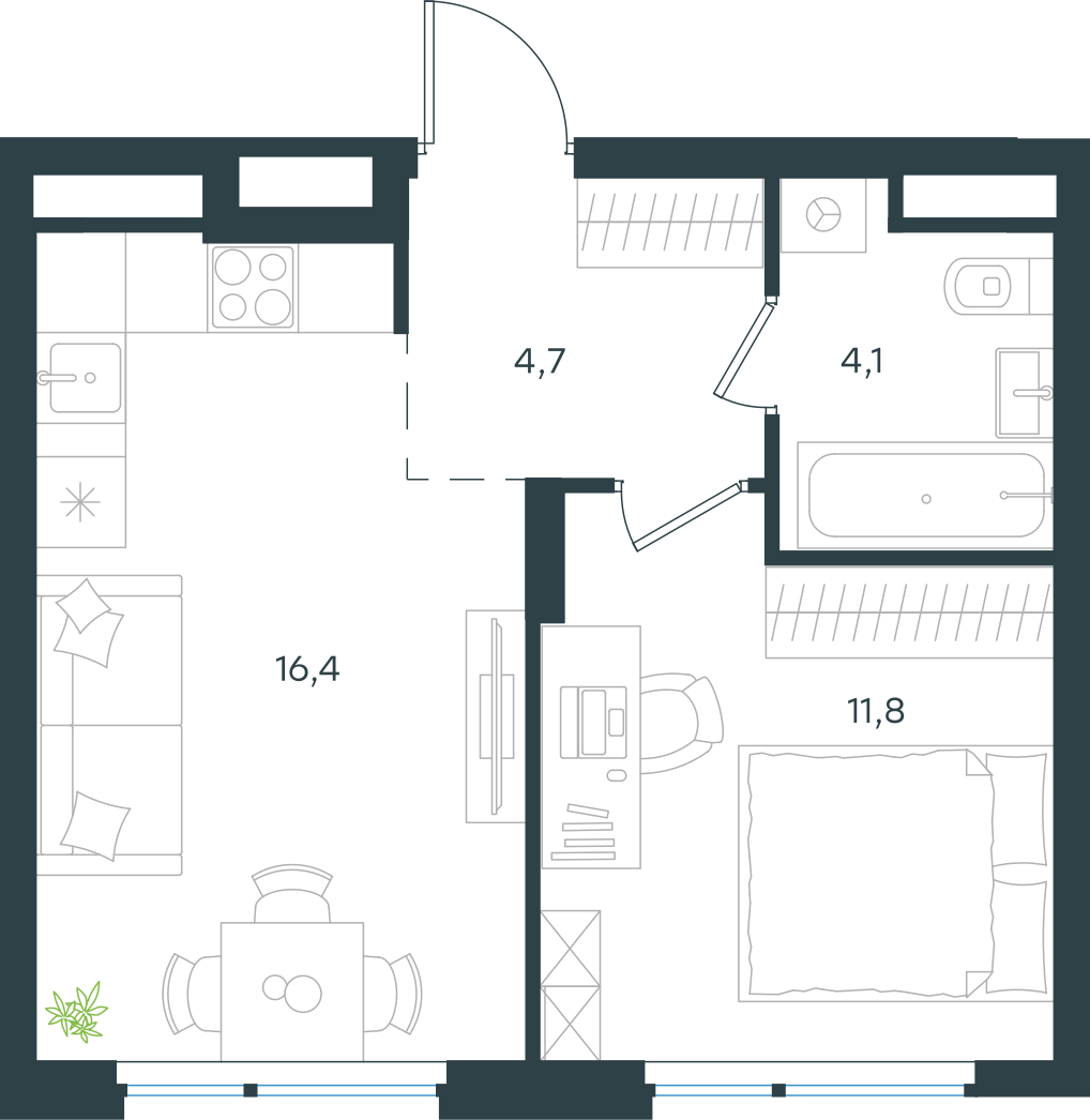 Официальная схема Левел Лесной, 37 м²
