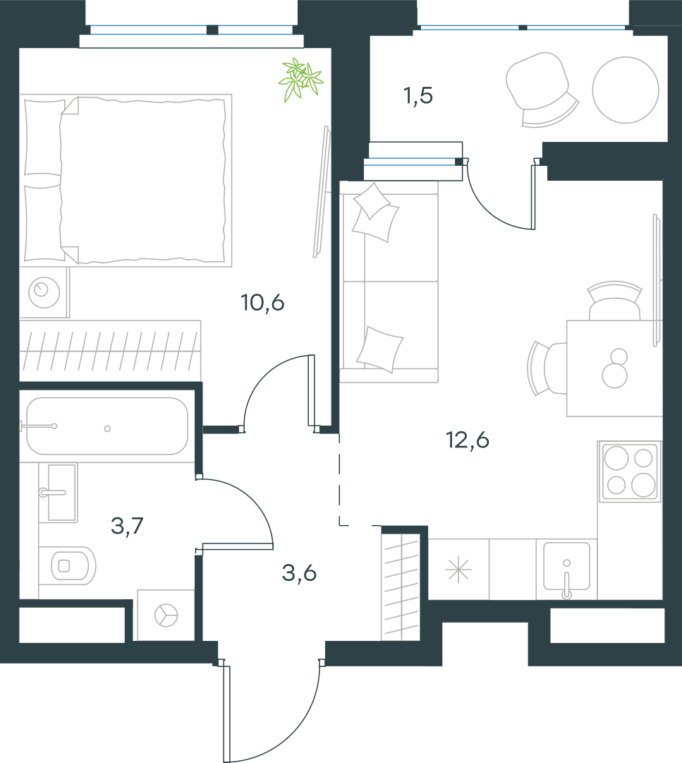 Официальная схема Левел Лесной, 32 м²