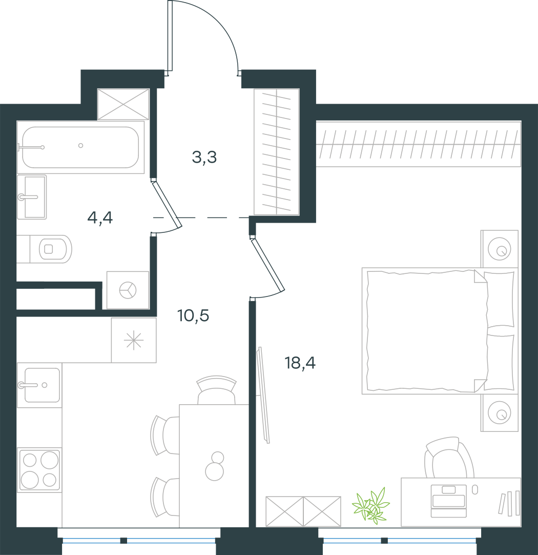 Официальная схема Левел Лесной, 36,6 м²