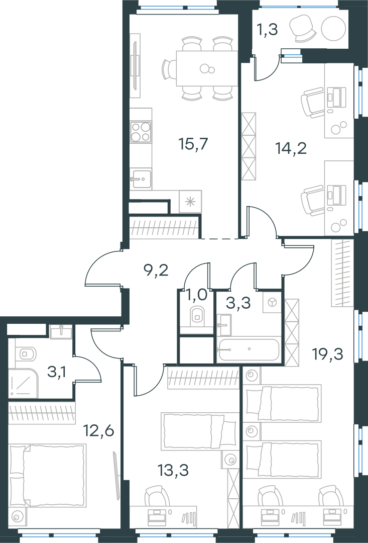 Официальная схема Левел Лесной, 93 м²