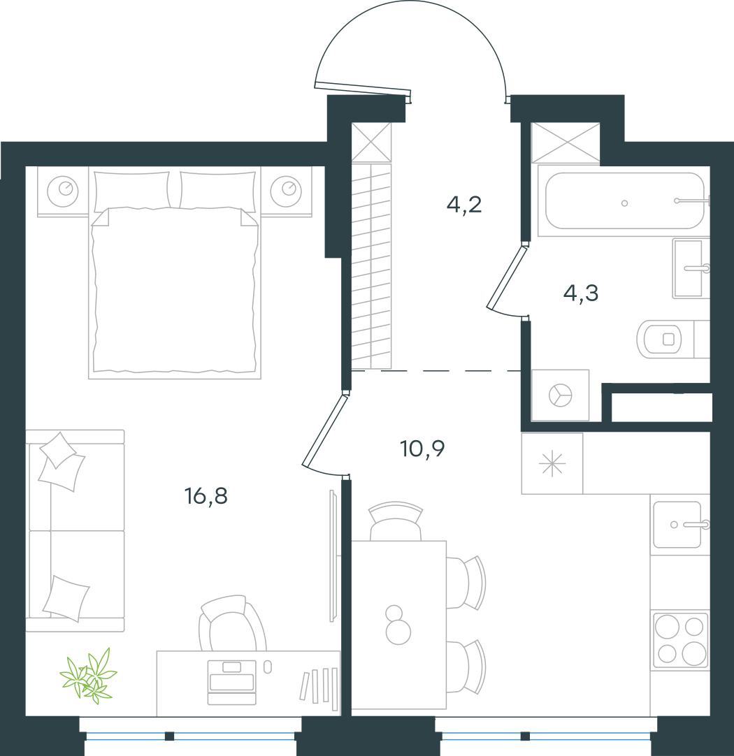 Официальная схема Левел Лесной, 36,2 м²