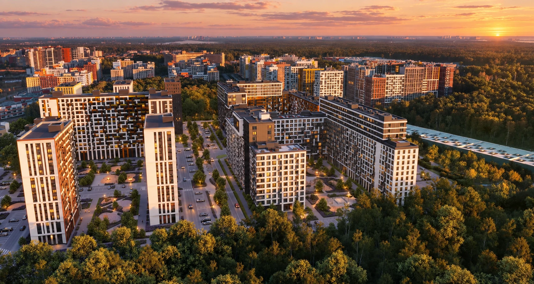 Левел Лесной — вечерняя обработка официальной панорамы Level Group