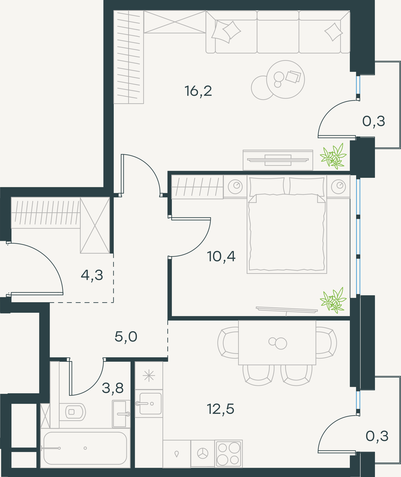 Официальная схема Левел Селигерская, 52,8 м²