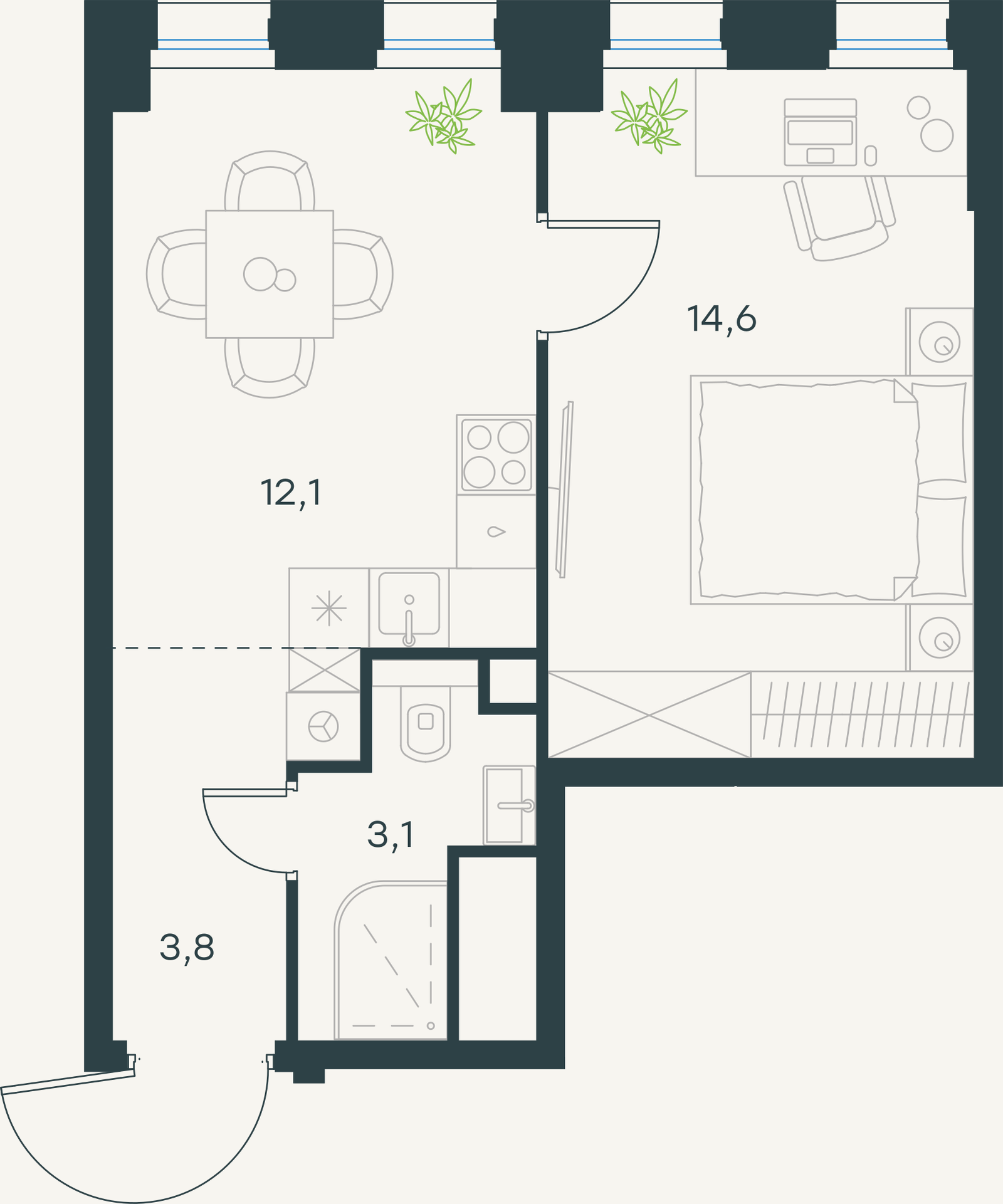 Официальная схема Левел Селигерская, 33,6 м²