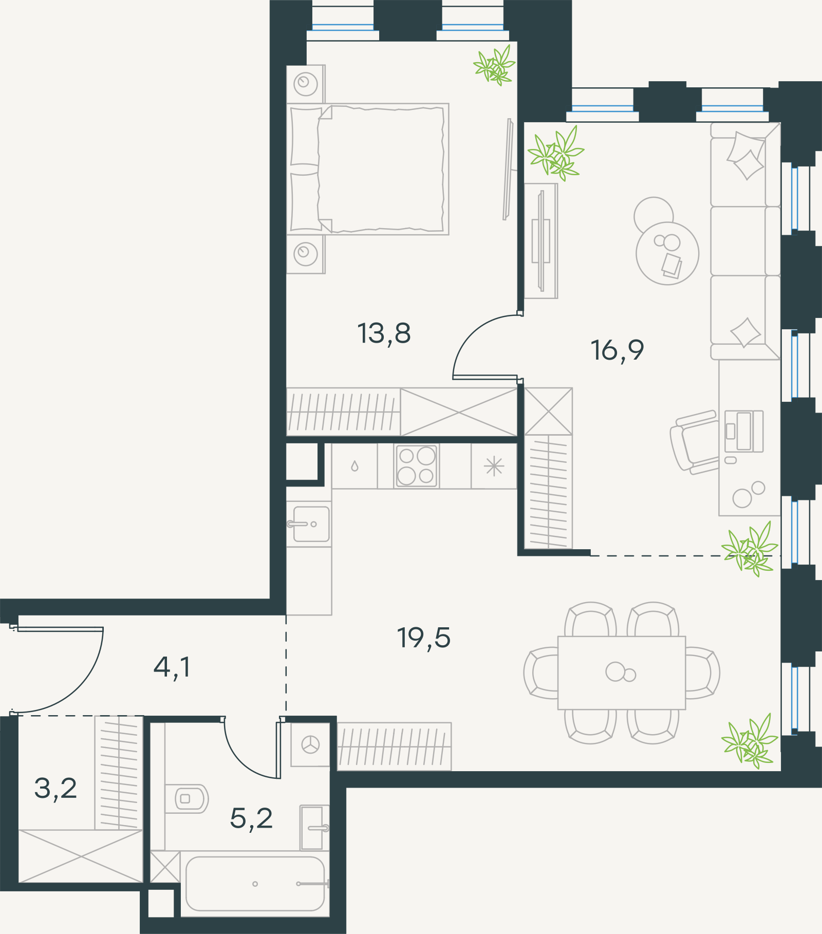 Официальная схема Левел Селигерская, 62,7 м²