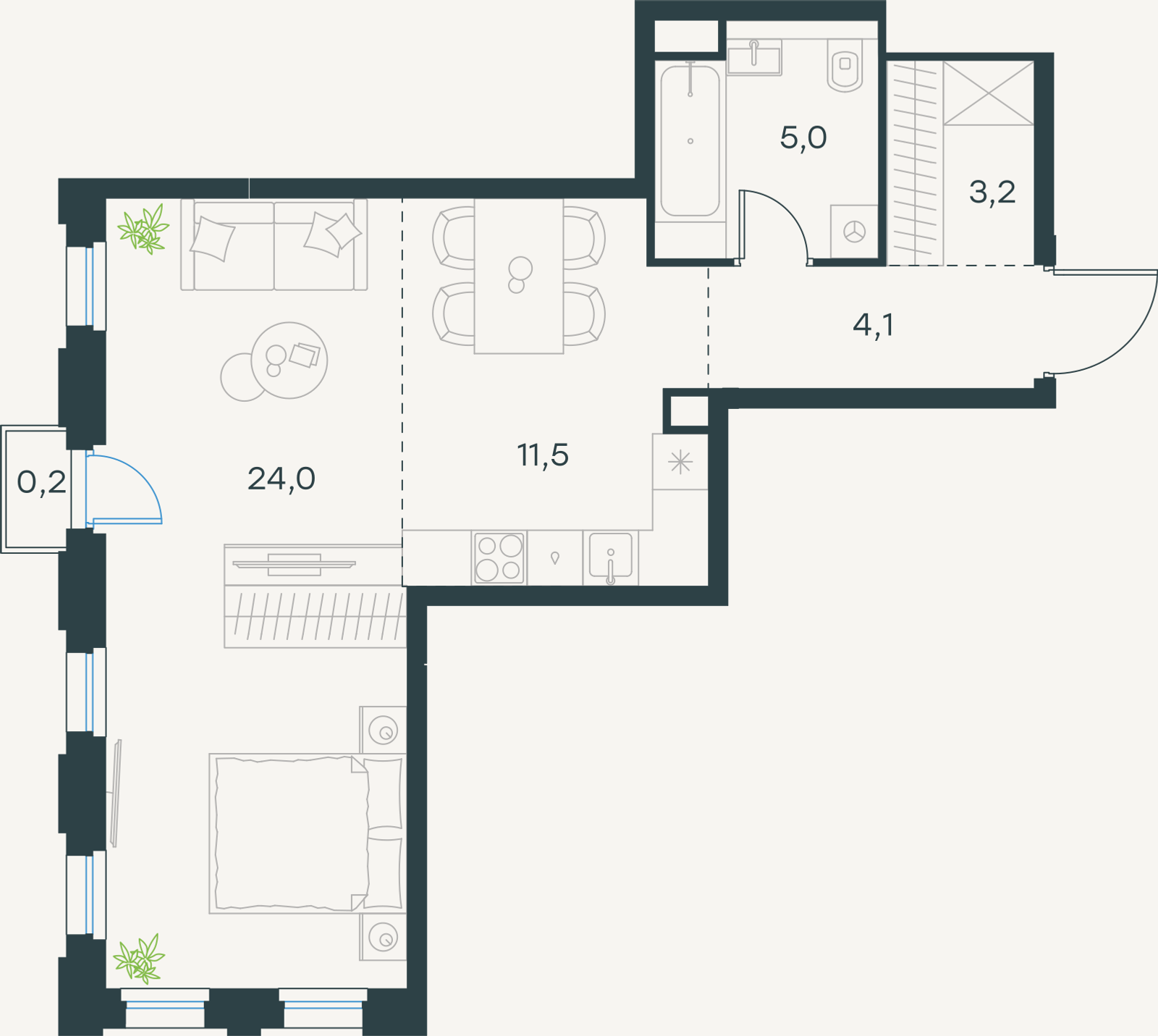 Официальная схема Левел Селигерская, 48 м²