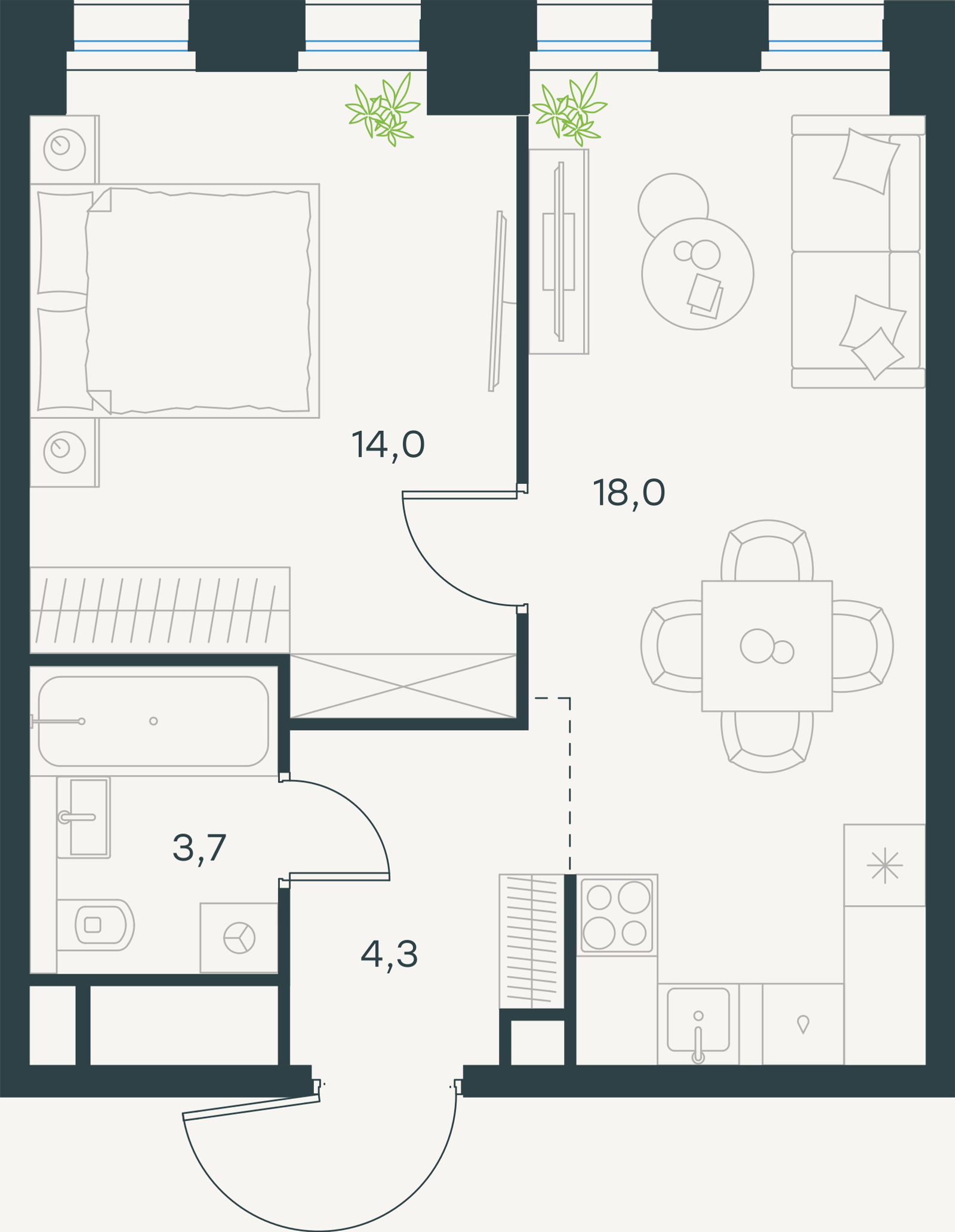 Официальная схема Левел Селигерская, 40 м²