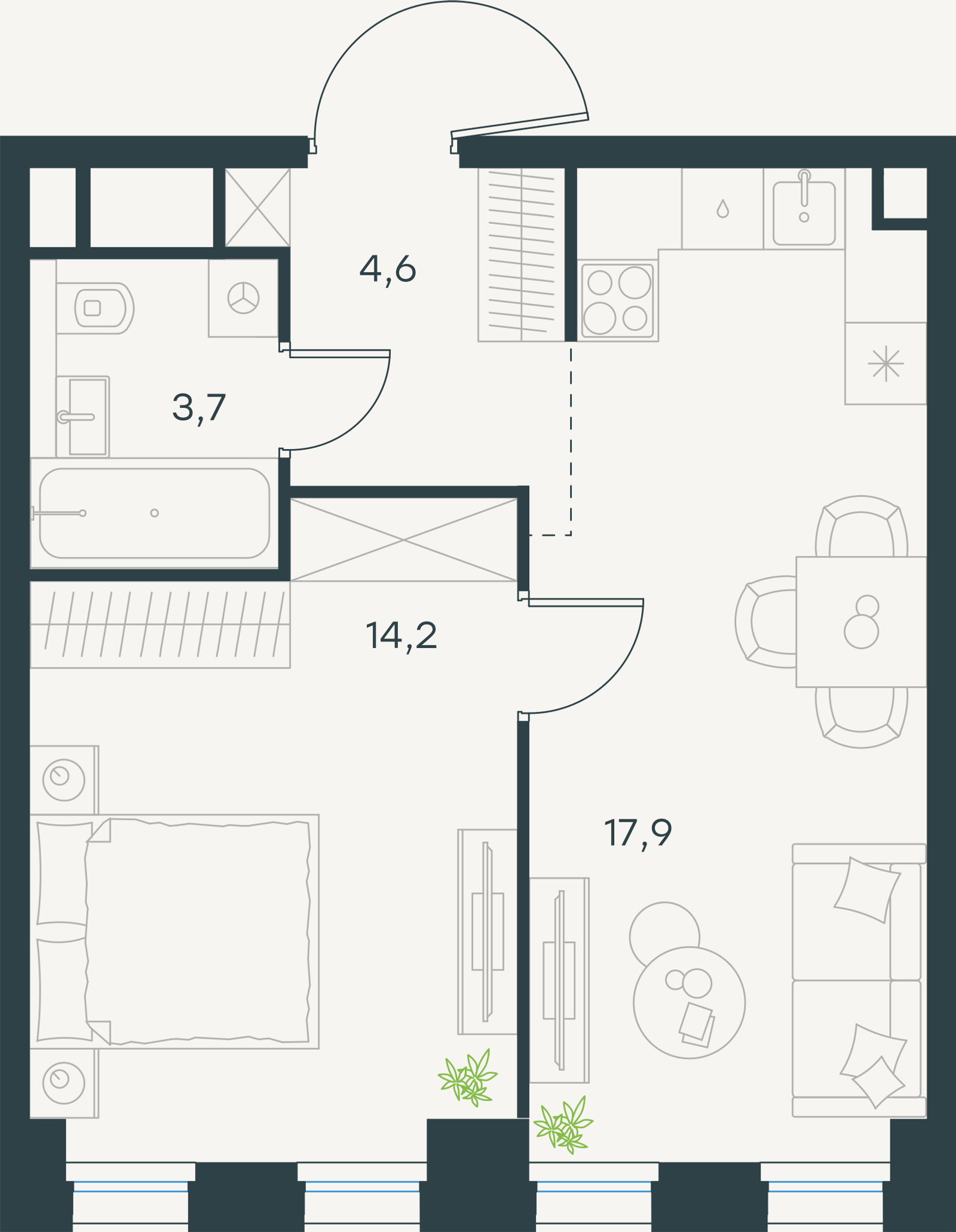 Официальная схема Левел Селигерская, 40,4 м²