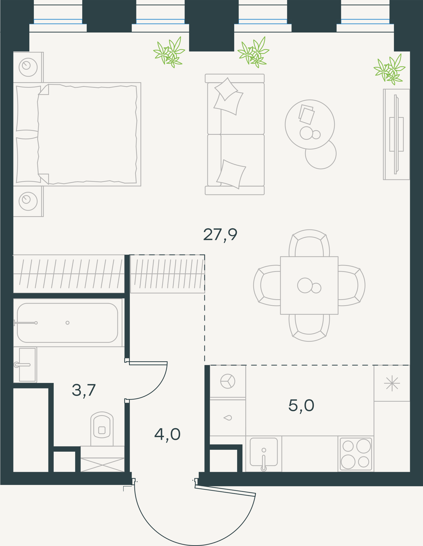 Официальная схема Левел Селигерская, 40,6 м²