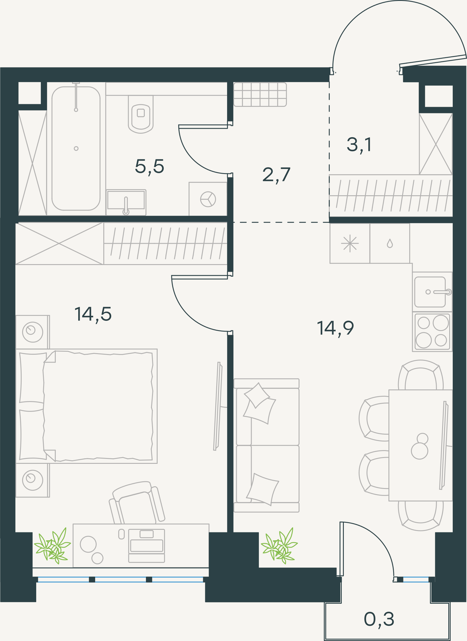 Официальная схема Левел Селигерская, 41 м²