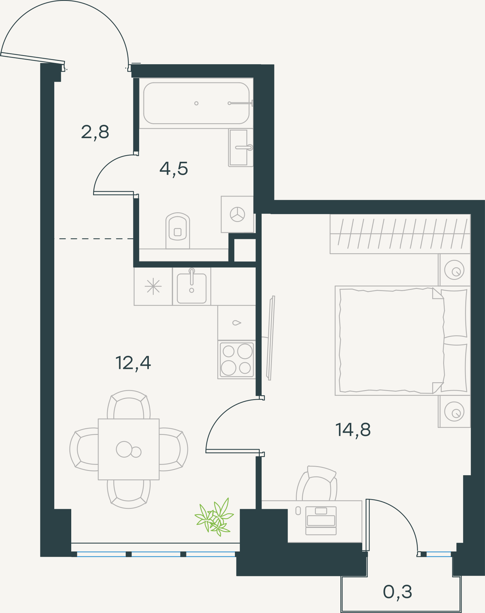 Официальная схема Левел Селигерская, 34,8 м²