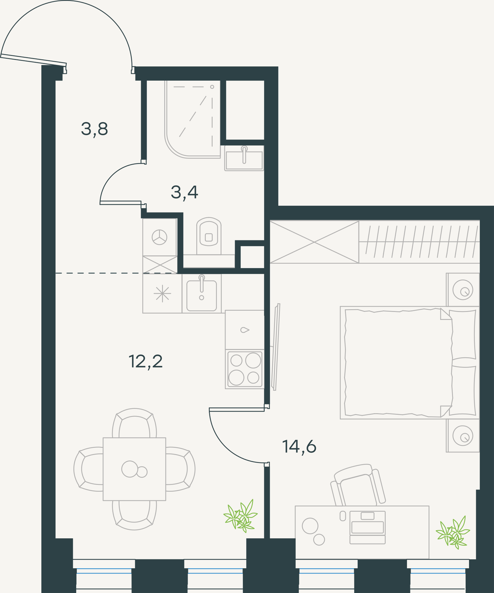 Официальная схема Левел Селигерская, 34 м²