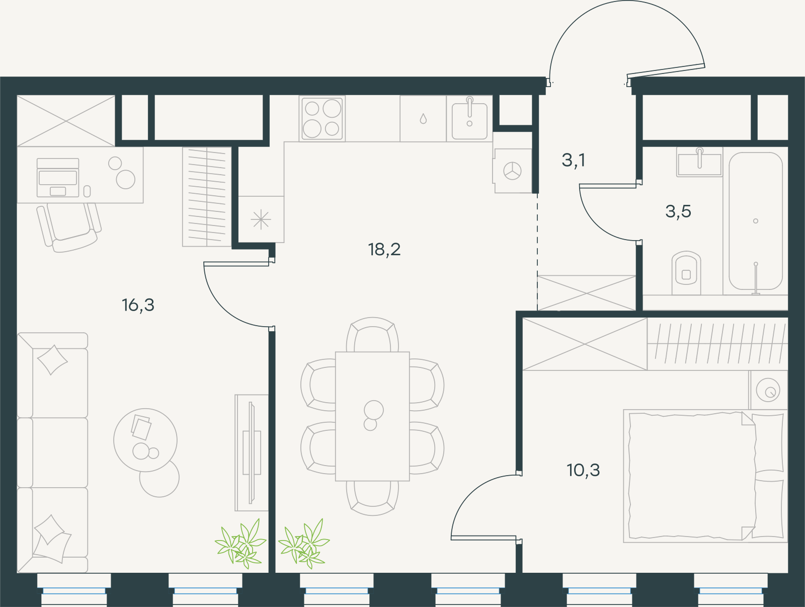 Официальная схема Левел Селигерская, 51,4 м²
