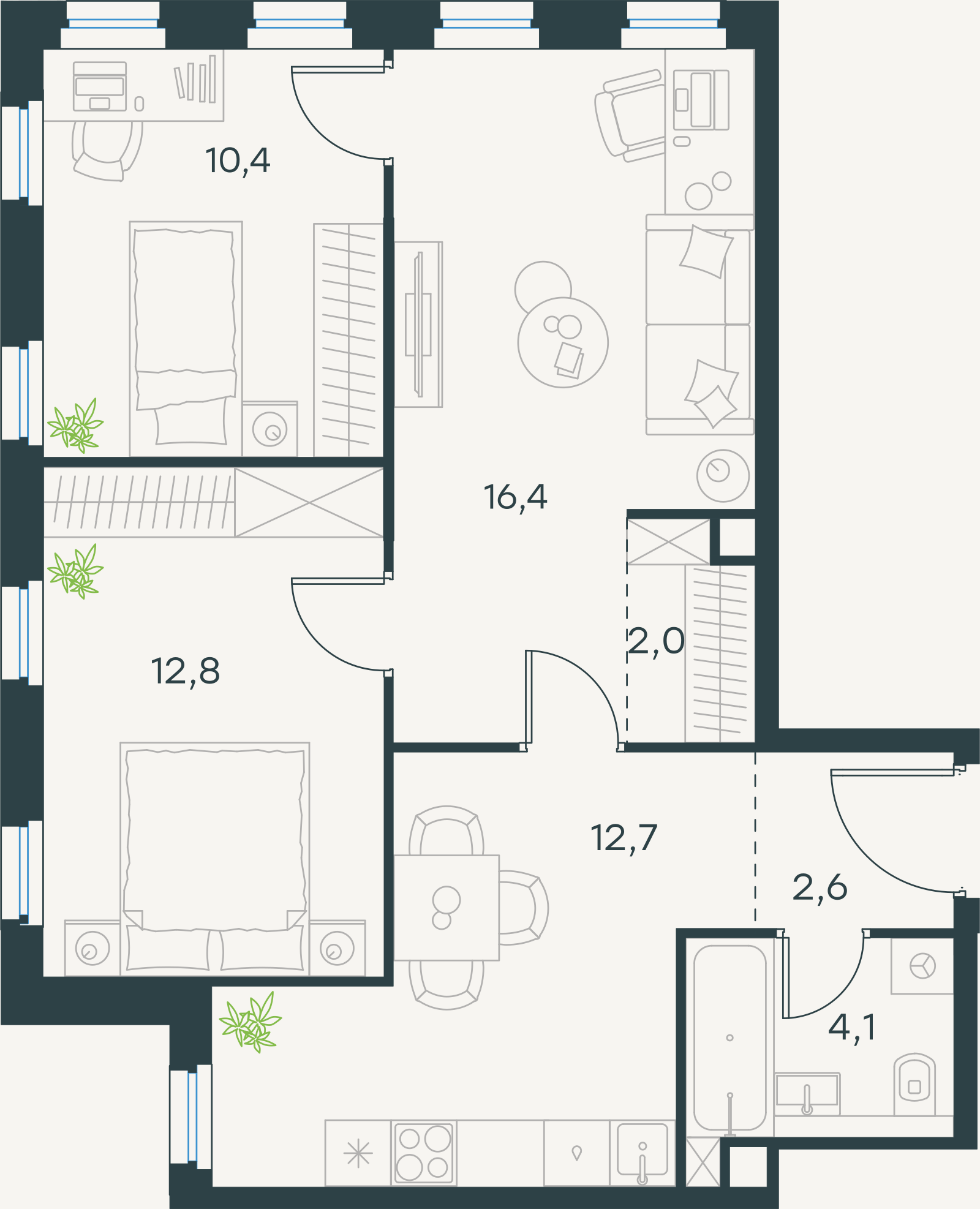 Официальная схема Левел Селигерская, 61 м²