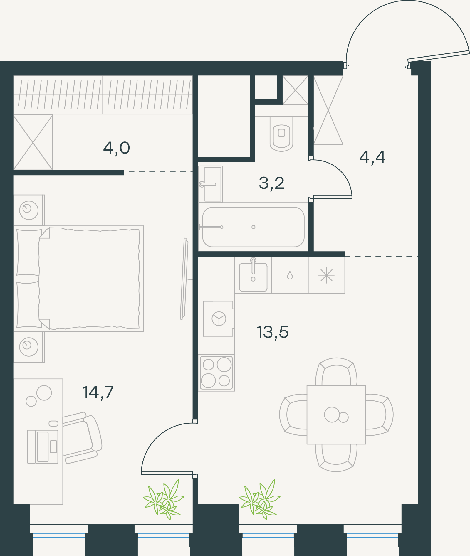 Официальная схема Левел Селигерская, 39,8 м²