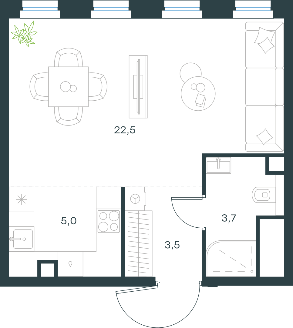 Официальная схема Левел Селигерская, 34,7 м²