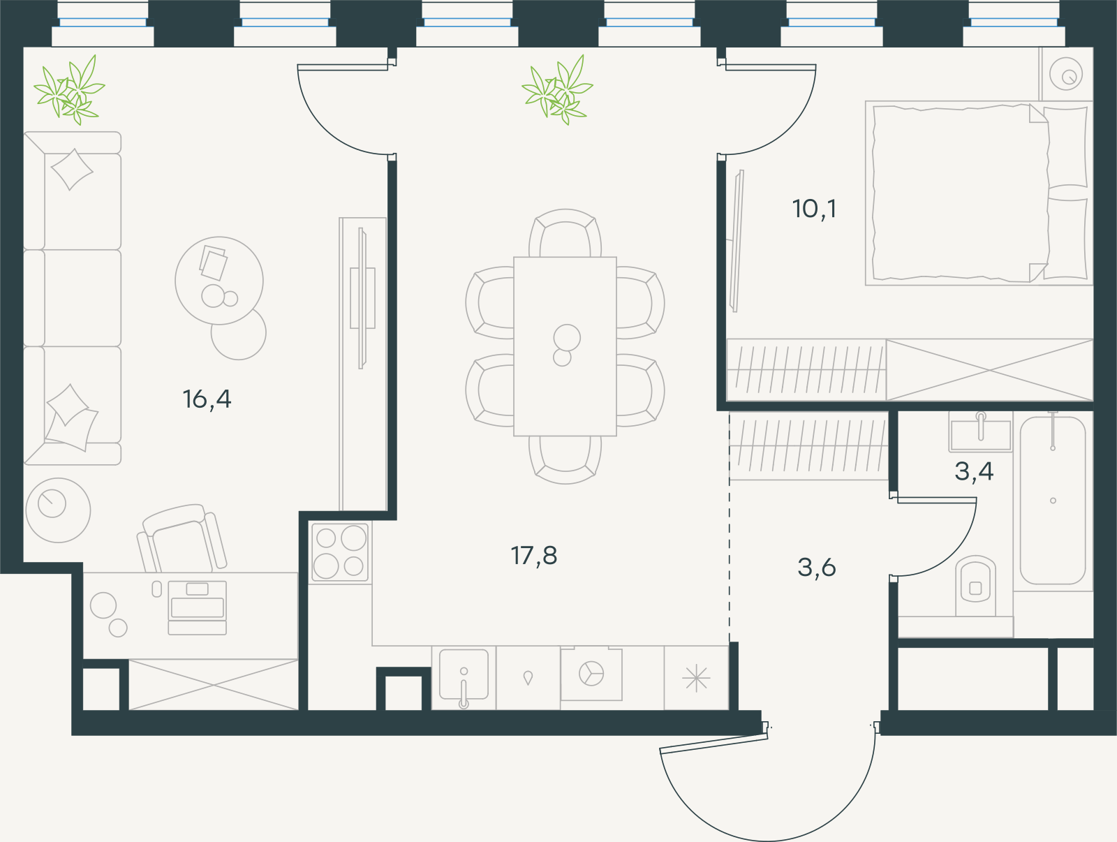 Официальная схема Левел Селигерская, 51,7 м²