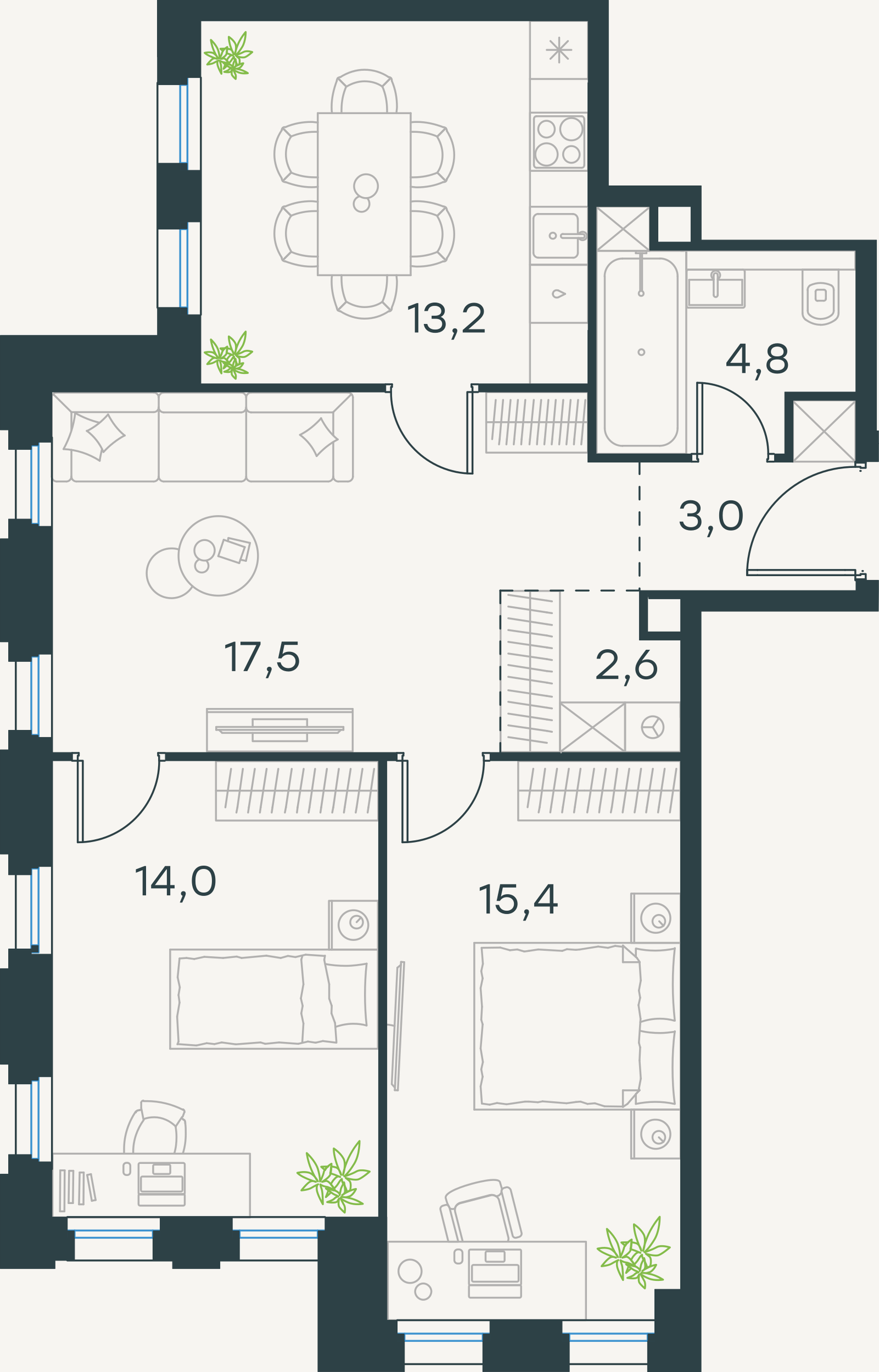 Официальная схема Левел Селигерская, 70,5 м²