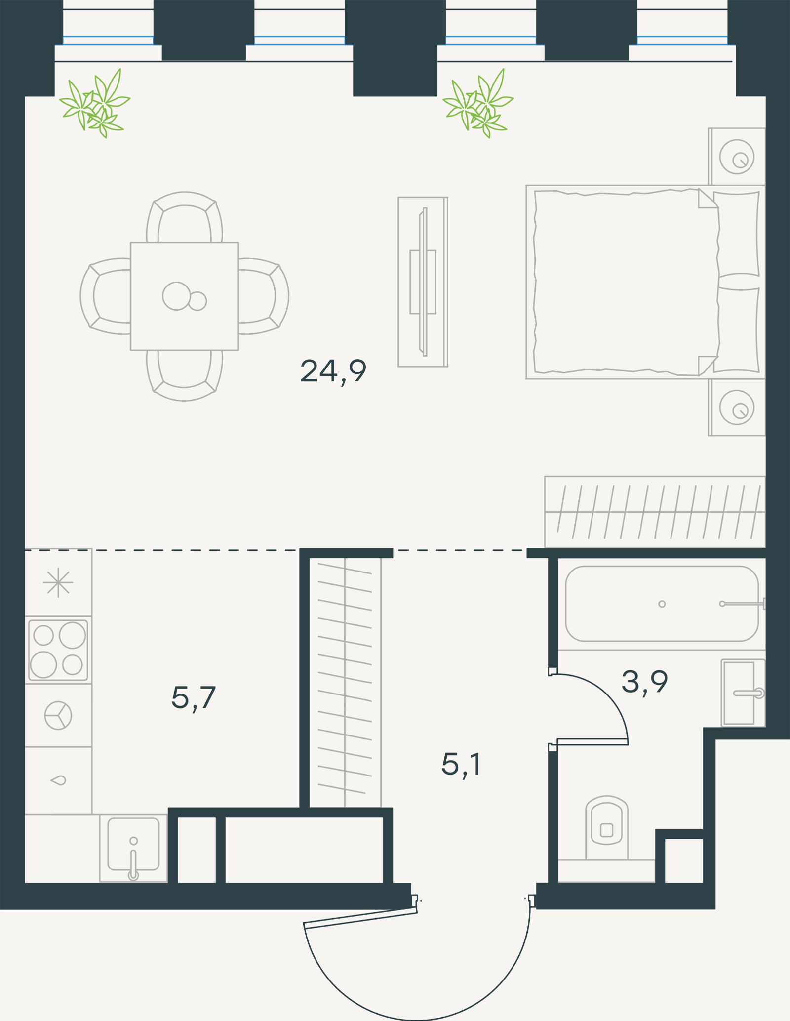 Официальная схема Левел Селигерская, 39,6 м²