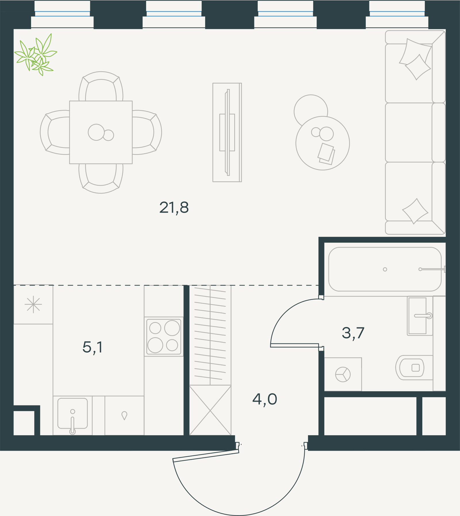 Официальная схема Левел Селигерская, 34,6 м²