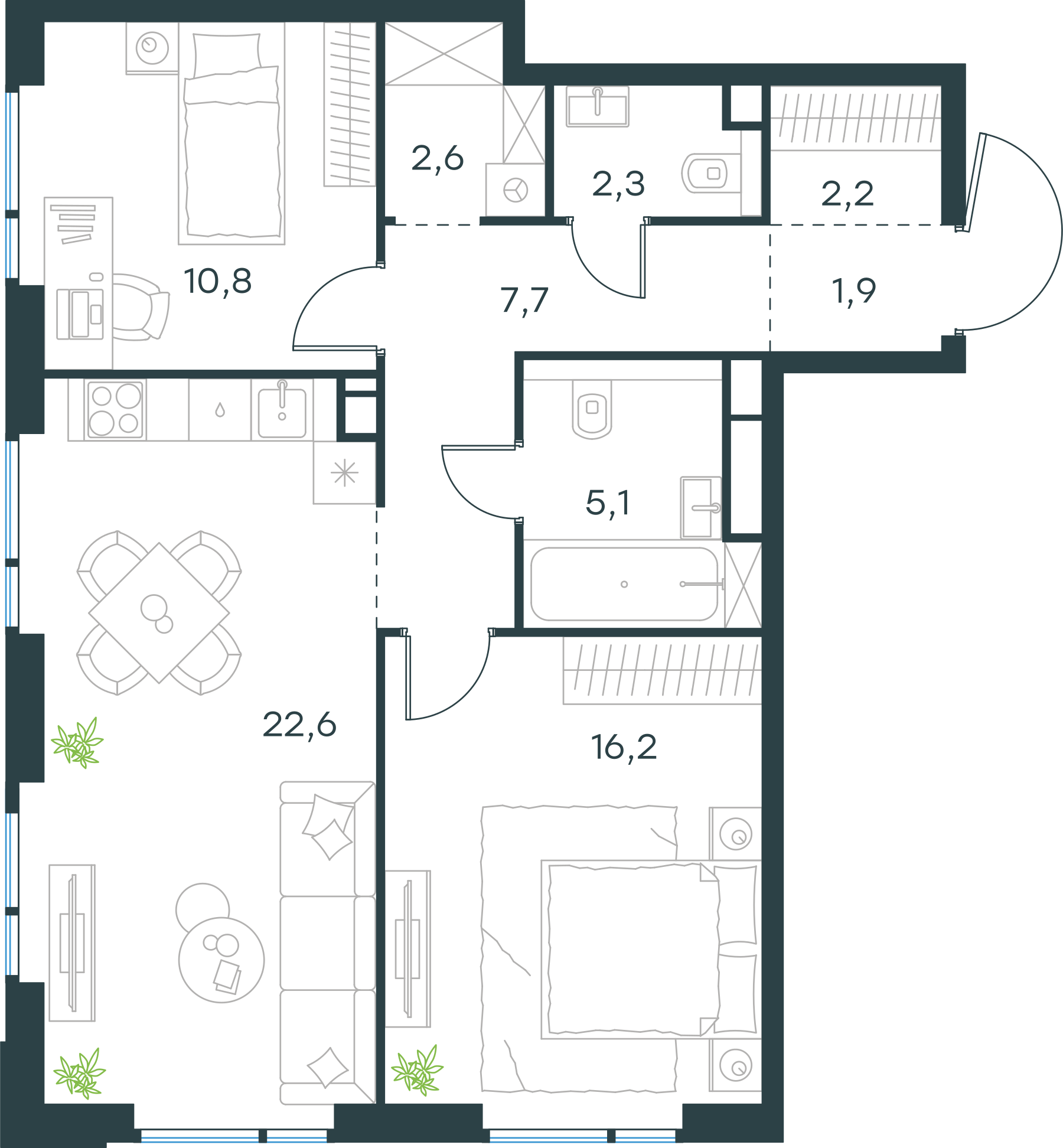 Официальная схема Левел Войковская, 71,4 м²