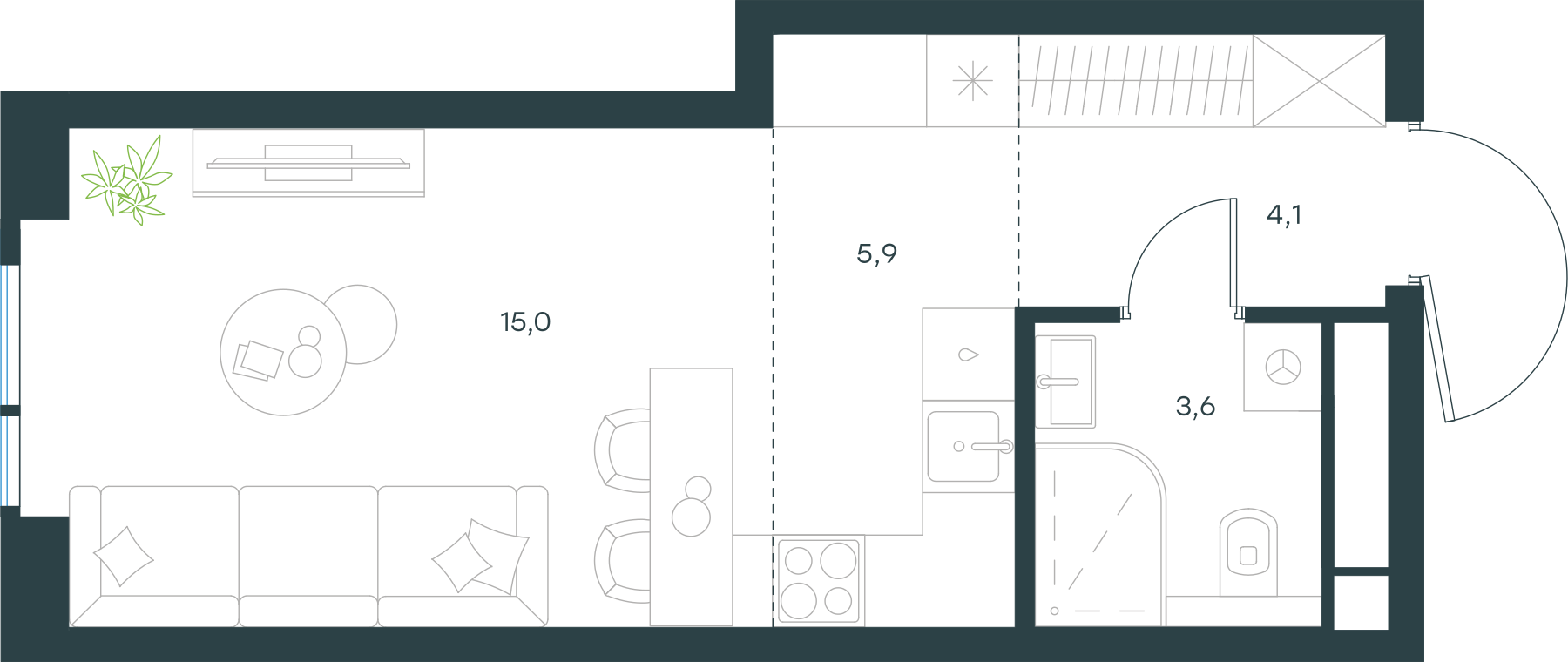 Официальная схема Левел Войковская, 28,6 м²