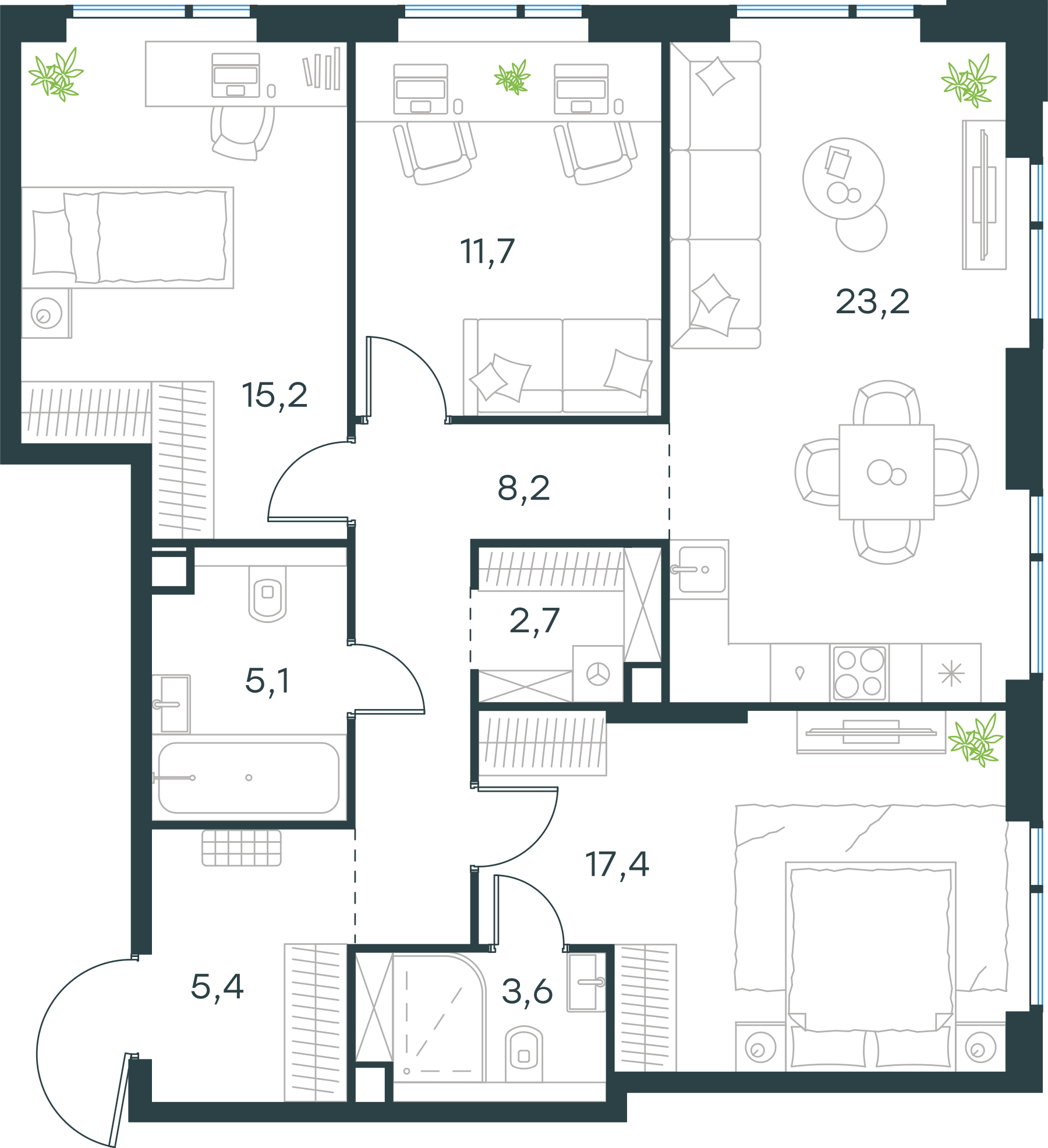 Официальная схема Левел Войковская, 92,5 м²