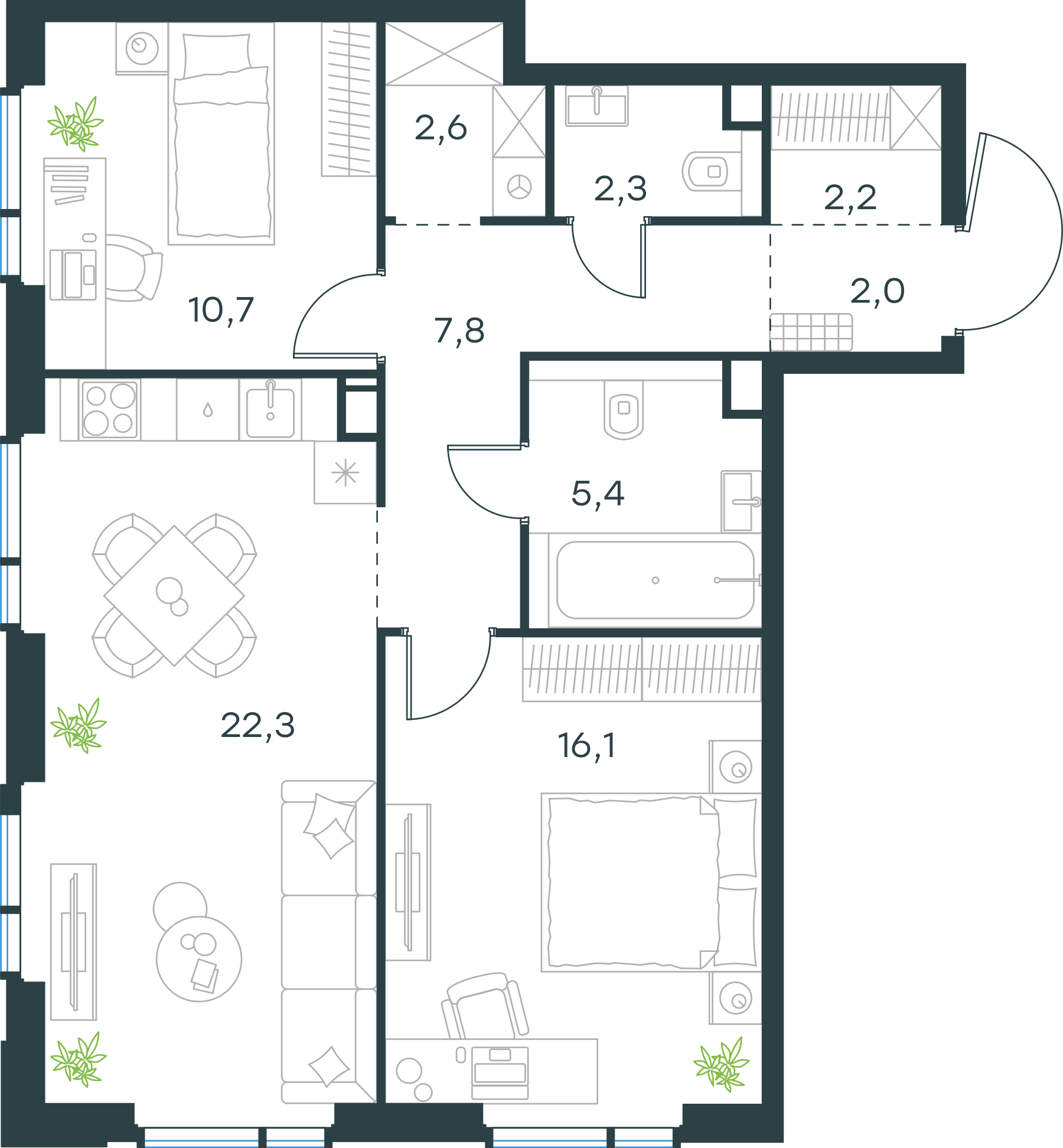 Официальная схема Левел Войковская, 71,4 м²