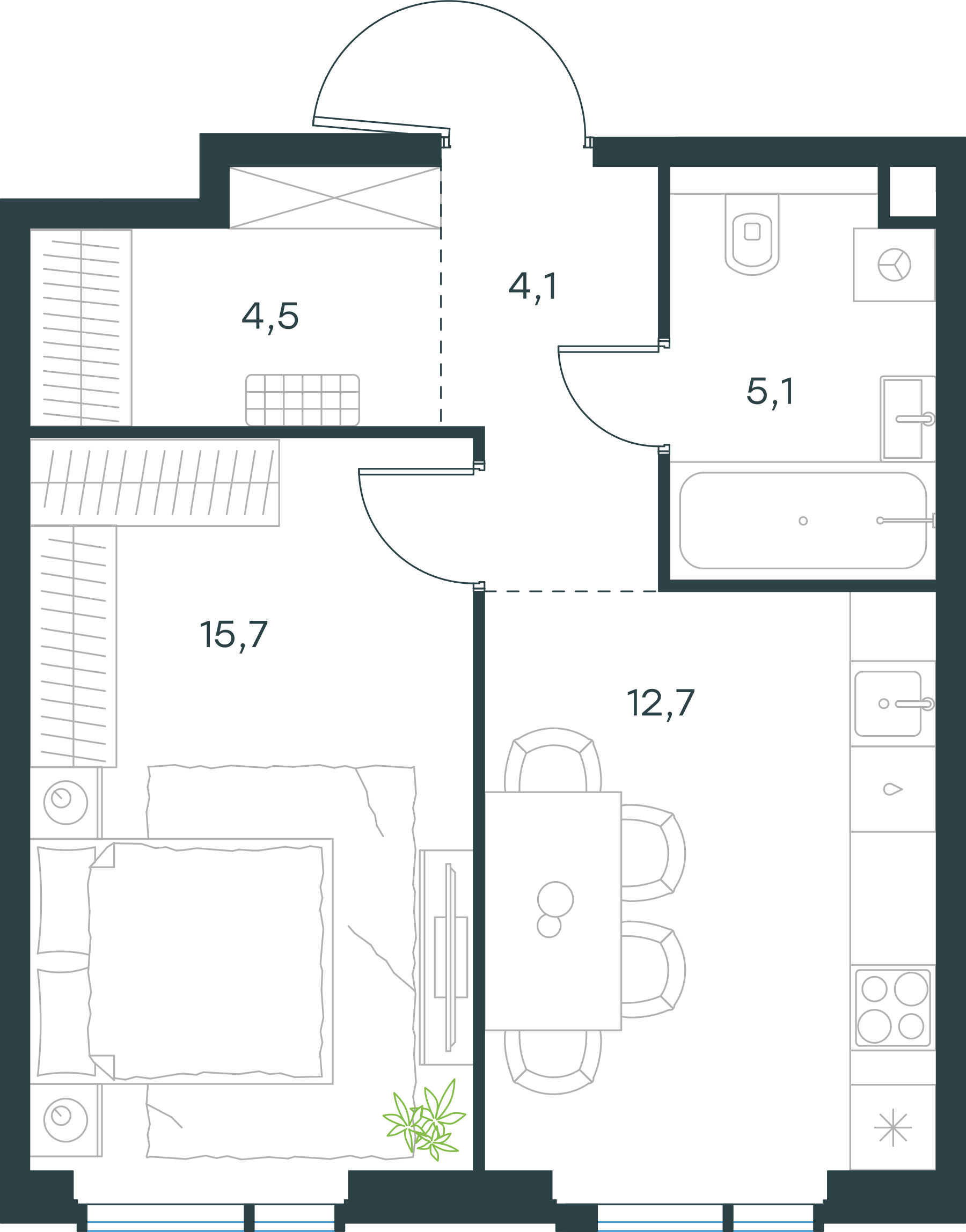 Официальная схема Левел Войковская, 42,1 м²