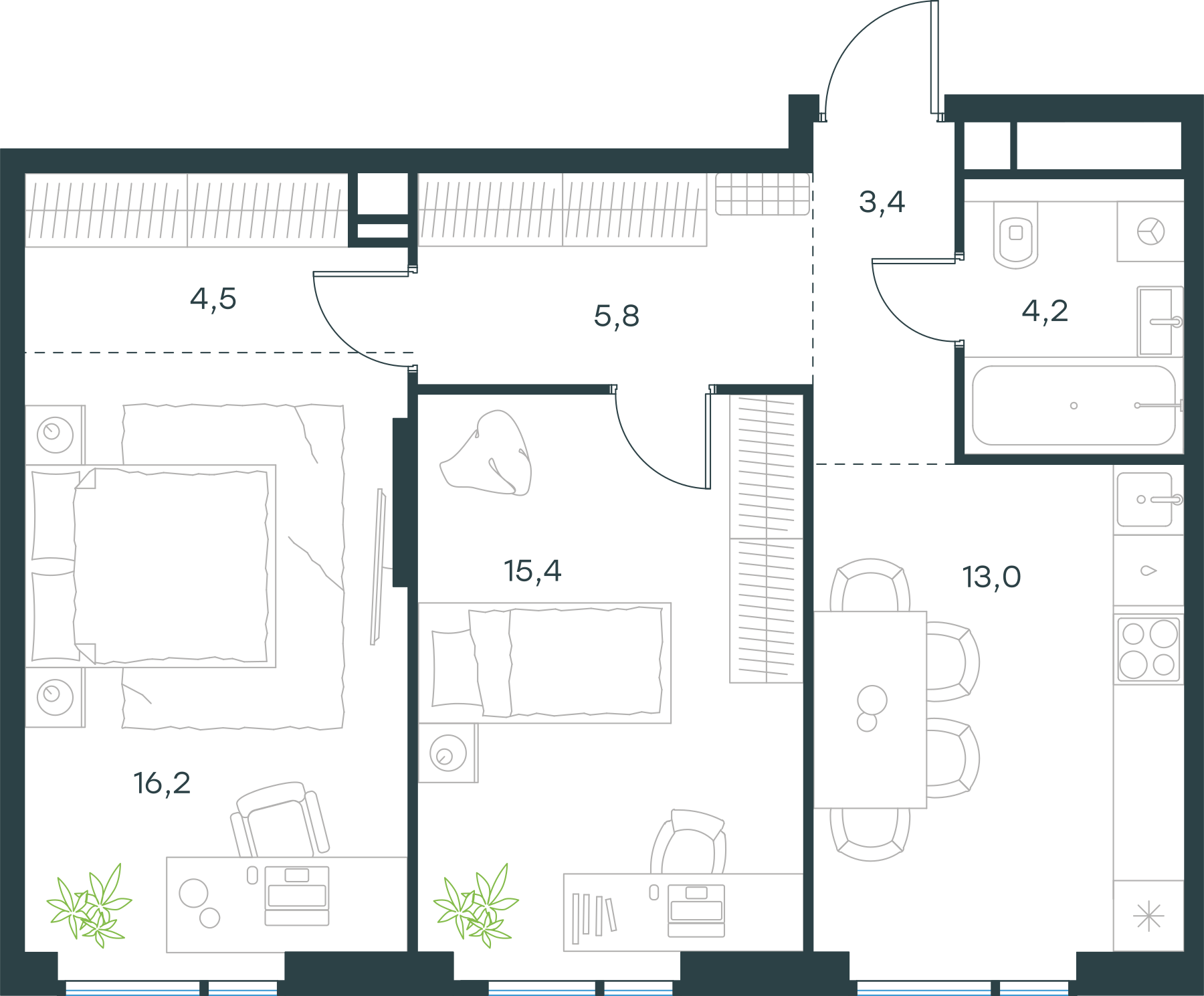 Официальная схема Левел Войковская, 62,5 м²