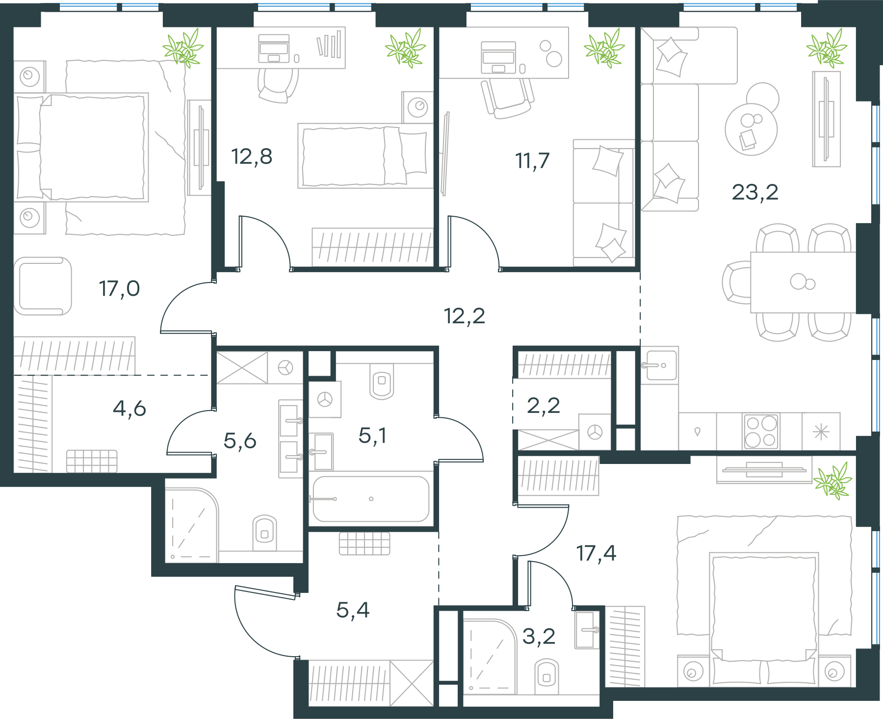 Официальная схема Левел Войковская, 120,4 м²