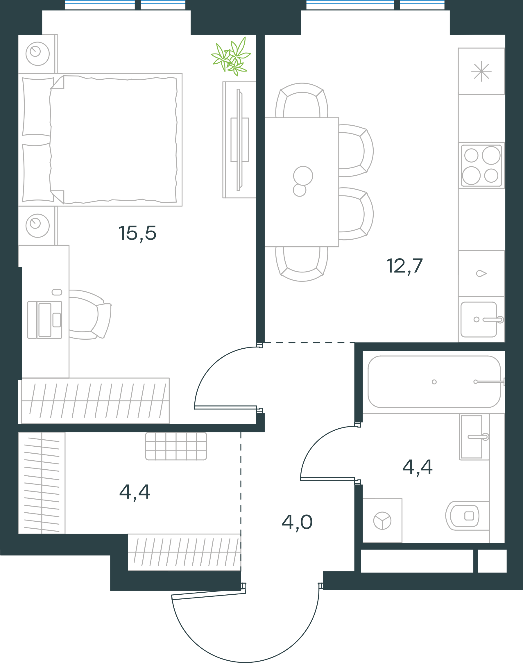 Официальная схема Левел Войковская, 41 м²