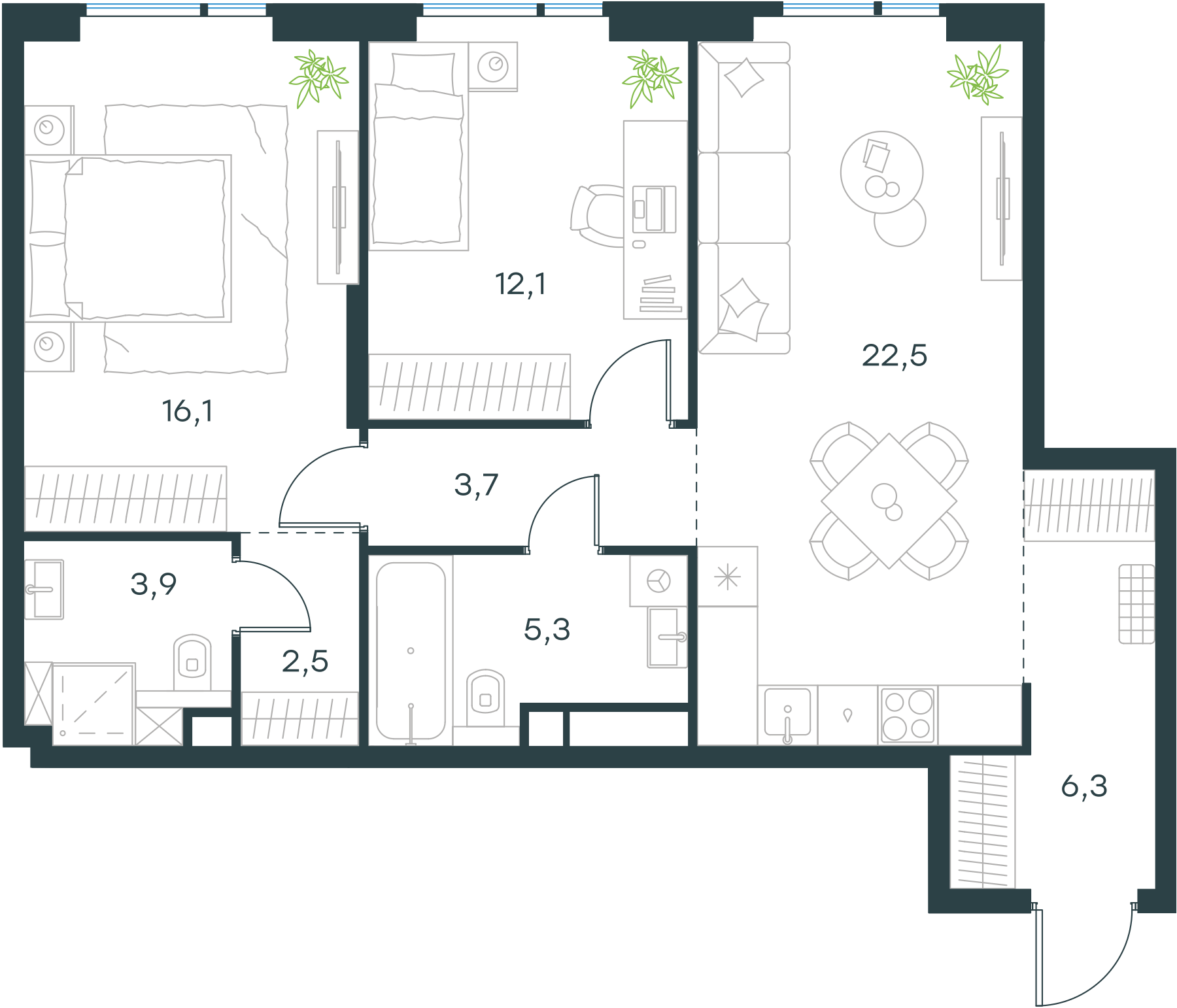 Официальная схема Левел Войковская, 72,4 м²