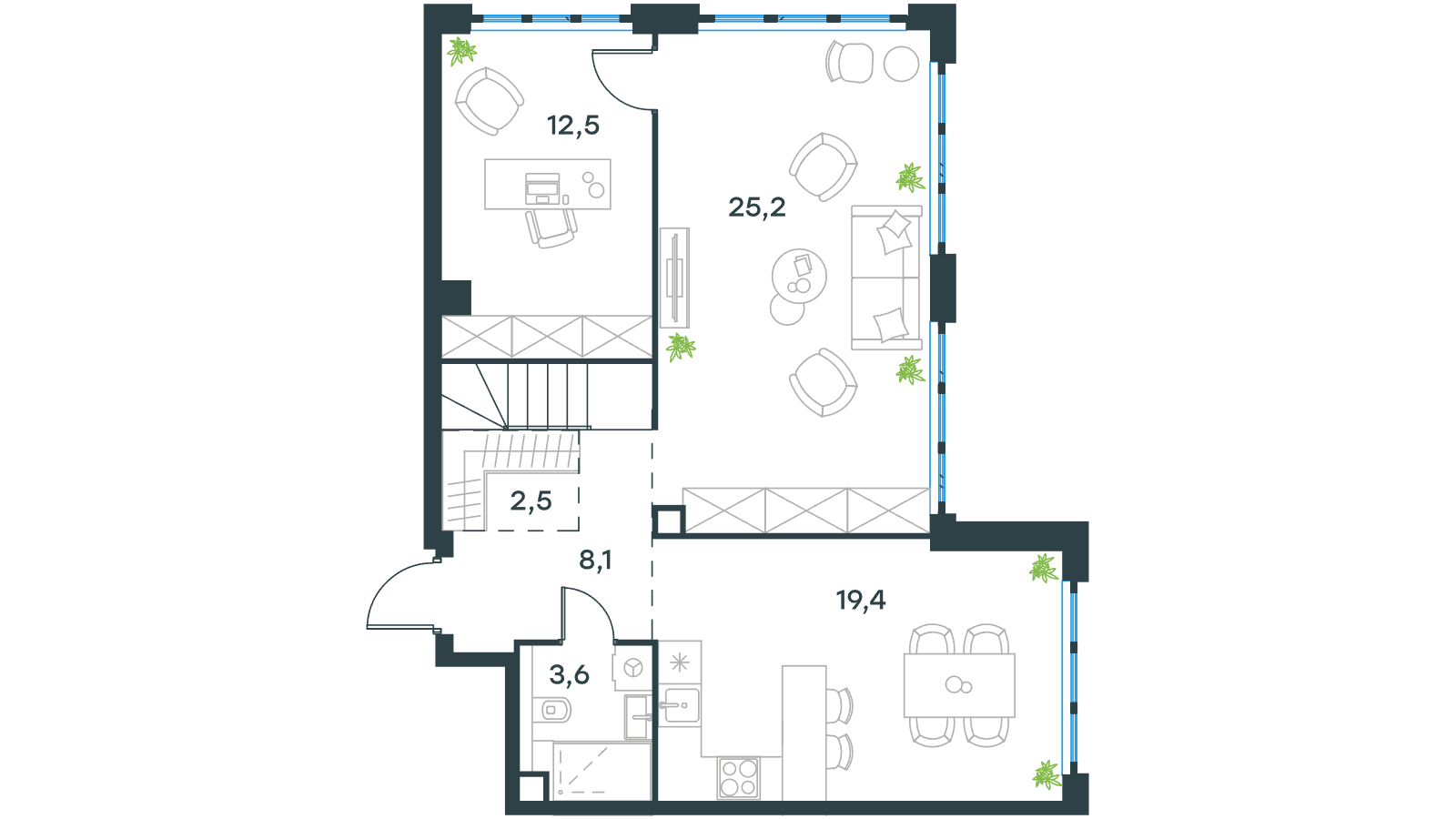 Официальная схема Левел Южнопортовая, 123,3 м²